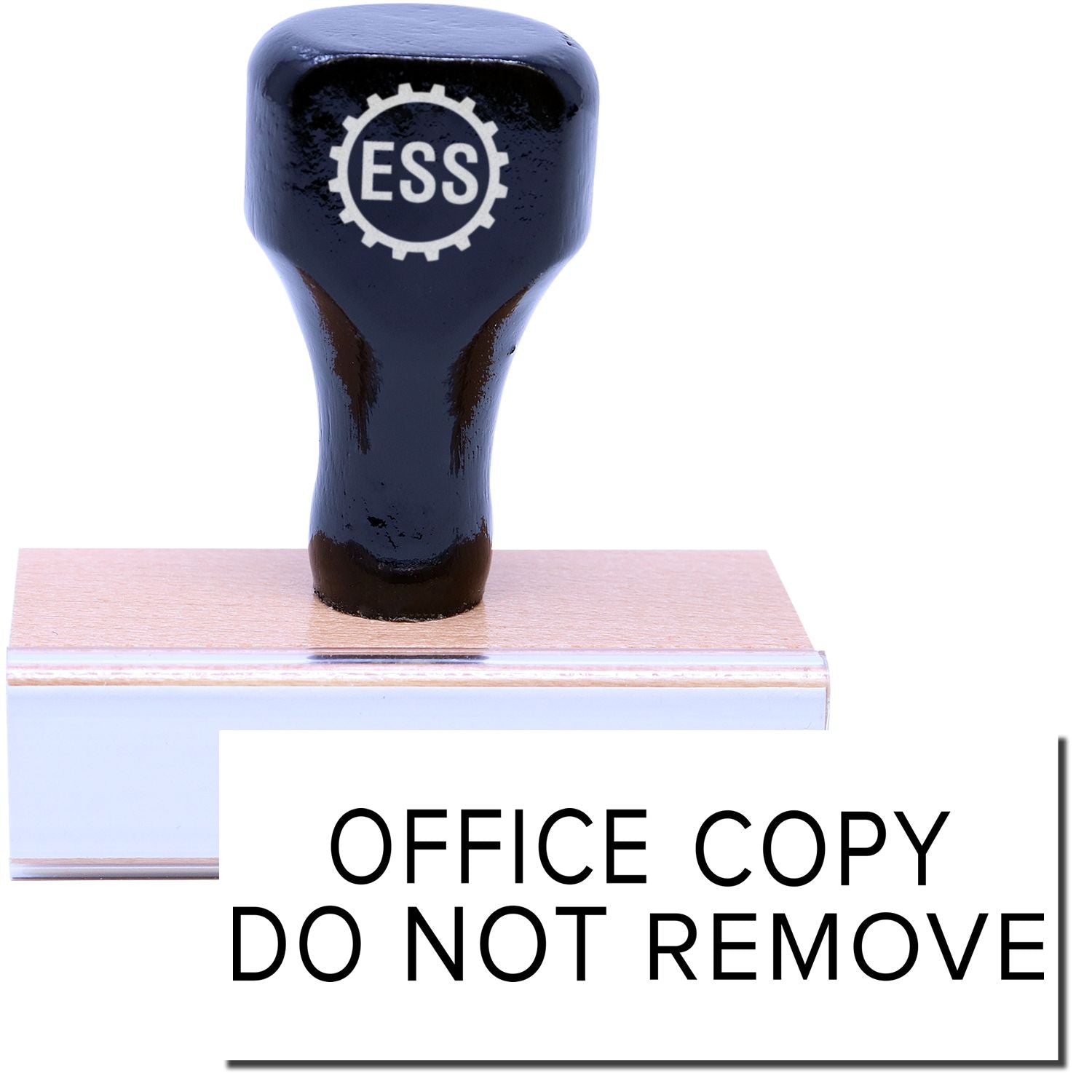 A stock office rubber stamp with a stamped image showing how the text OFFICE COPY DO NOT REMOVE in a narrow font is displayed after stamping.