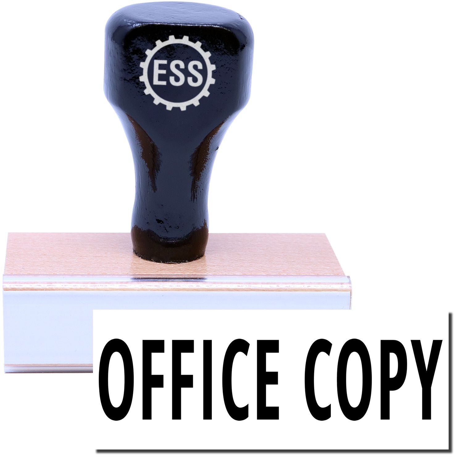 A stock office rubber stamp with a stamped image showing how the text OFFICE COPY is displayed after stamping.