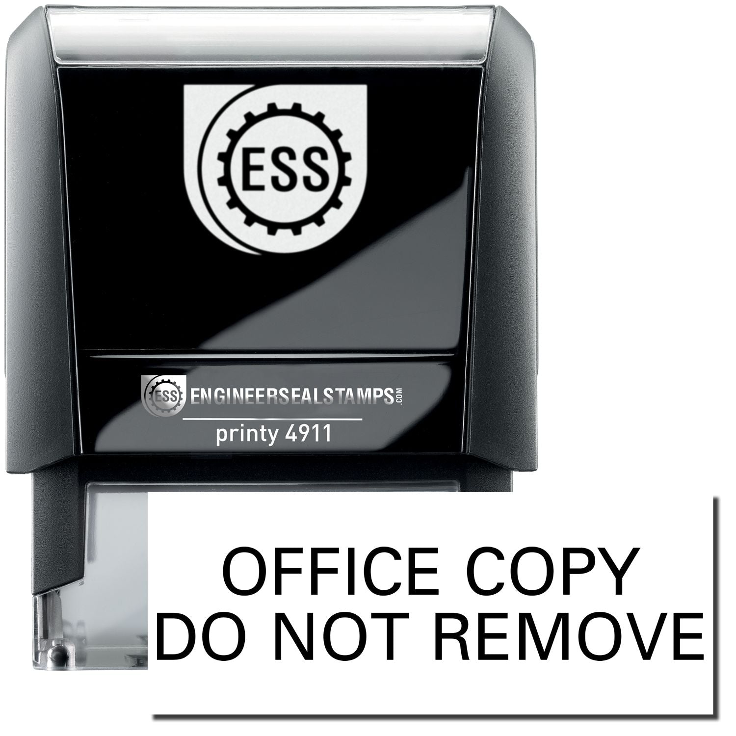 Self Inking Office Copy Do Not Remove Stamp with black casing and clear base, displaying the text OFFICE COPY DO NOT REMOVE in bold letters.