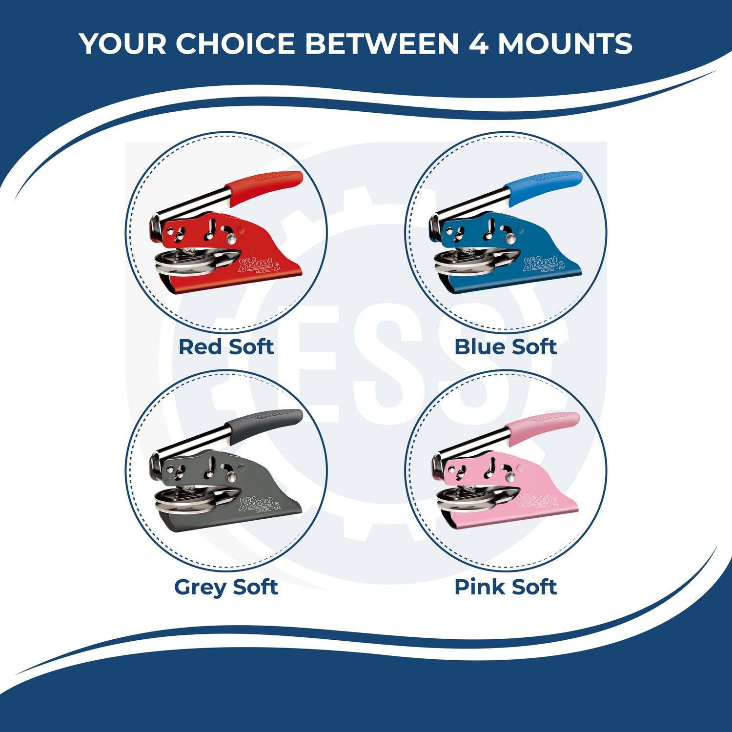 A slide for the Soft District of Columbia Professional Engineer Seal showing the color options with a Red Handle, Blue Handle Pink and Black Handle