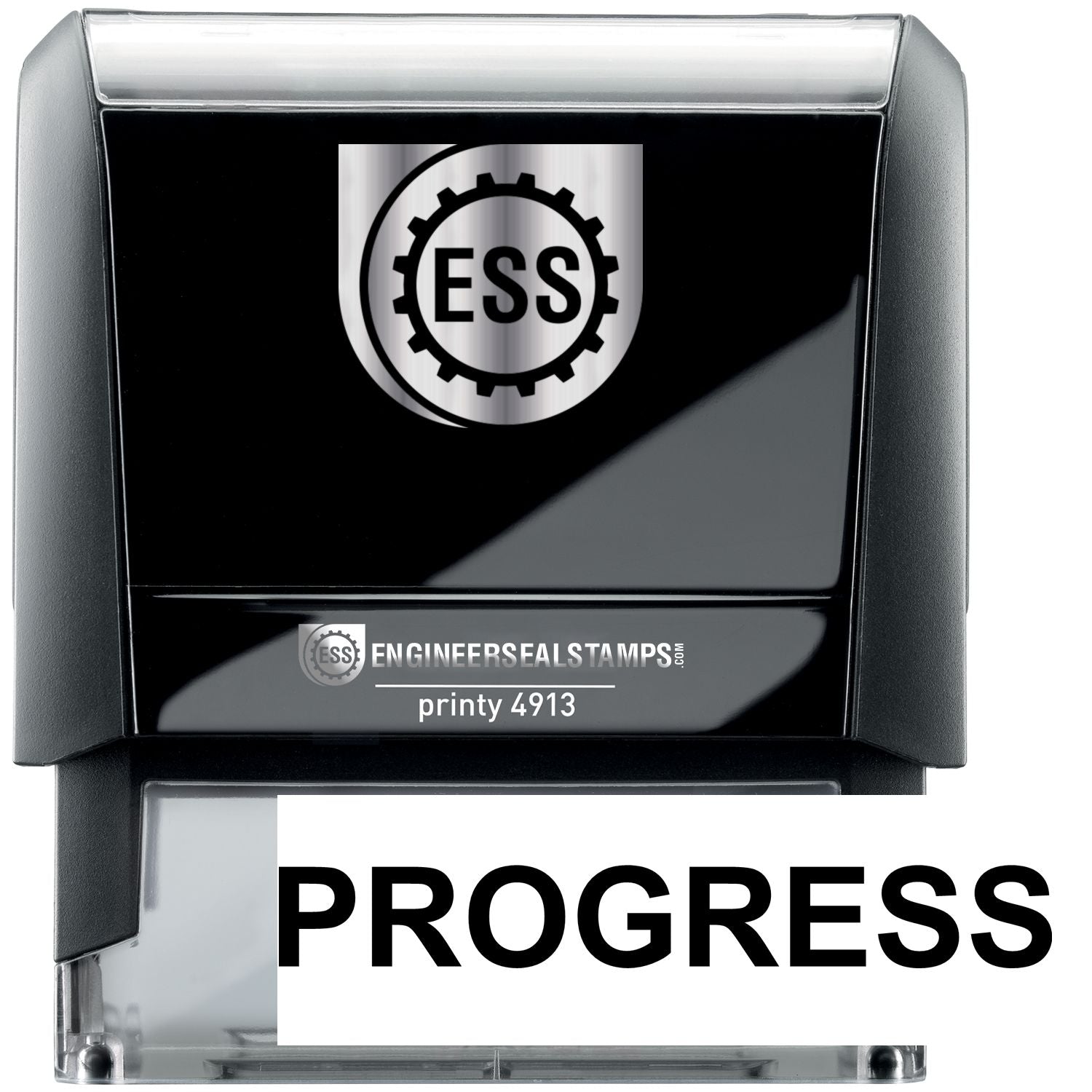 Self Inking Progress Stamp featuring customizable progress indicators, ideal for tracking project status, efficient for offices and businesses, durable design.