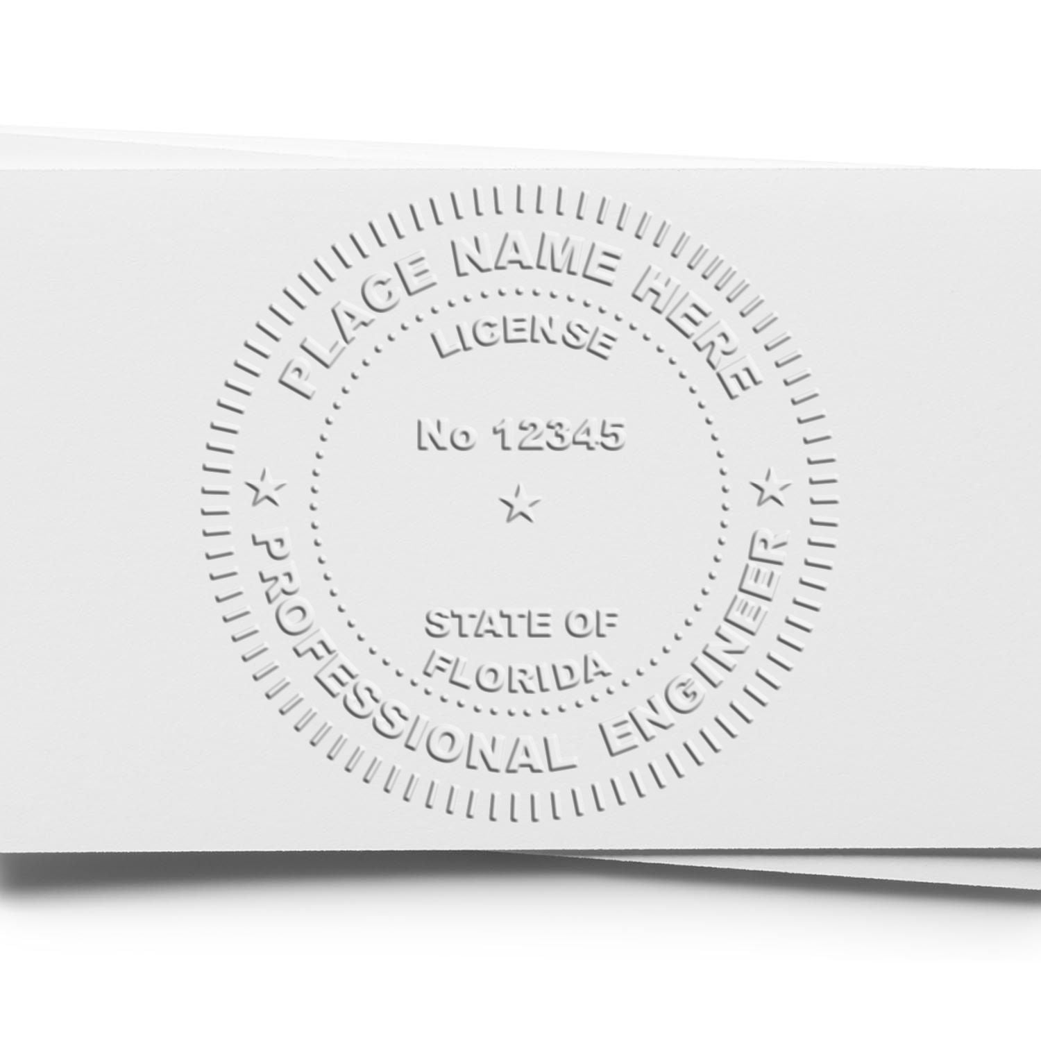 The Gift Florida Engineer Seal stamp impression comes to life with a crisp, detailed image stamped on paper - showcasing true professional quality.