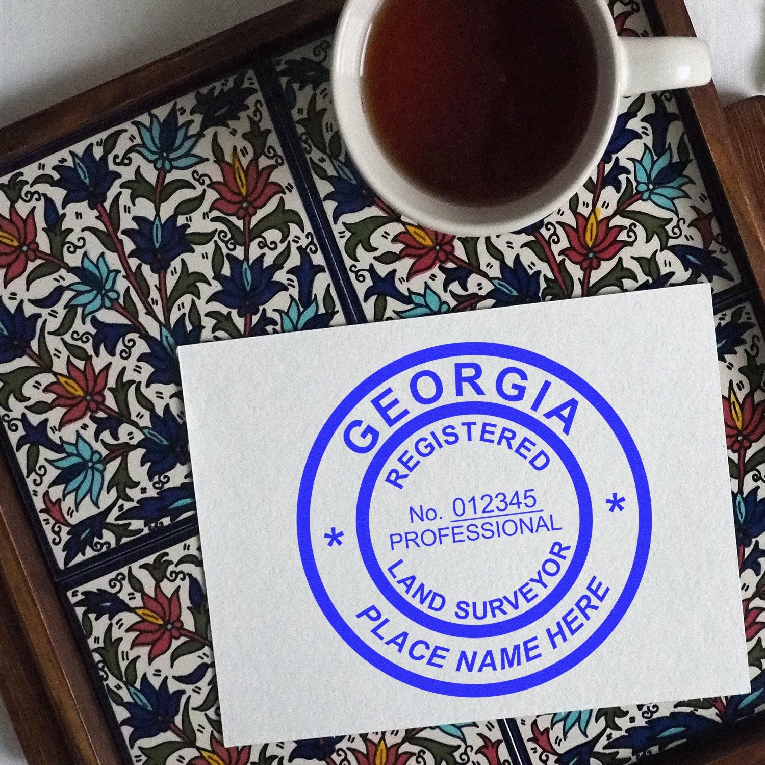 Georgia Land Surveyor Seal Stamp In Use Photo