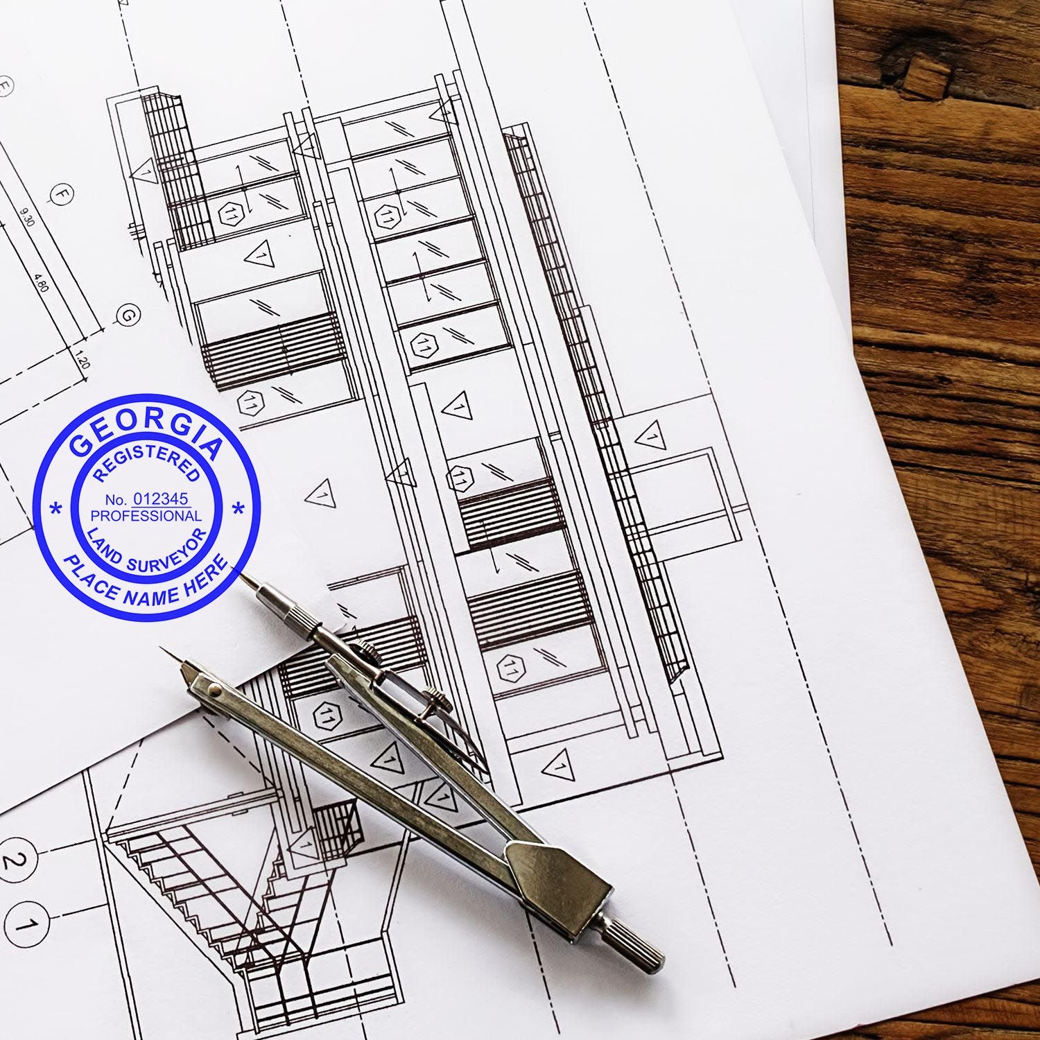 Georgia Land Surveyor Seal Stamp In Use Photo