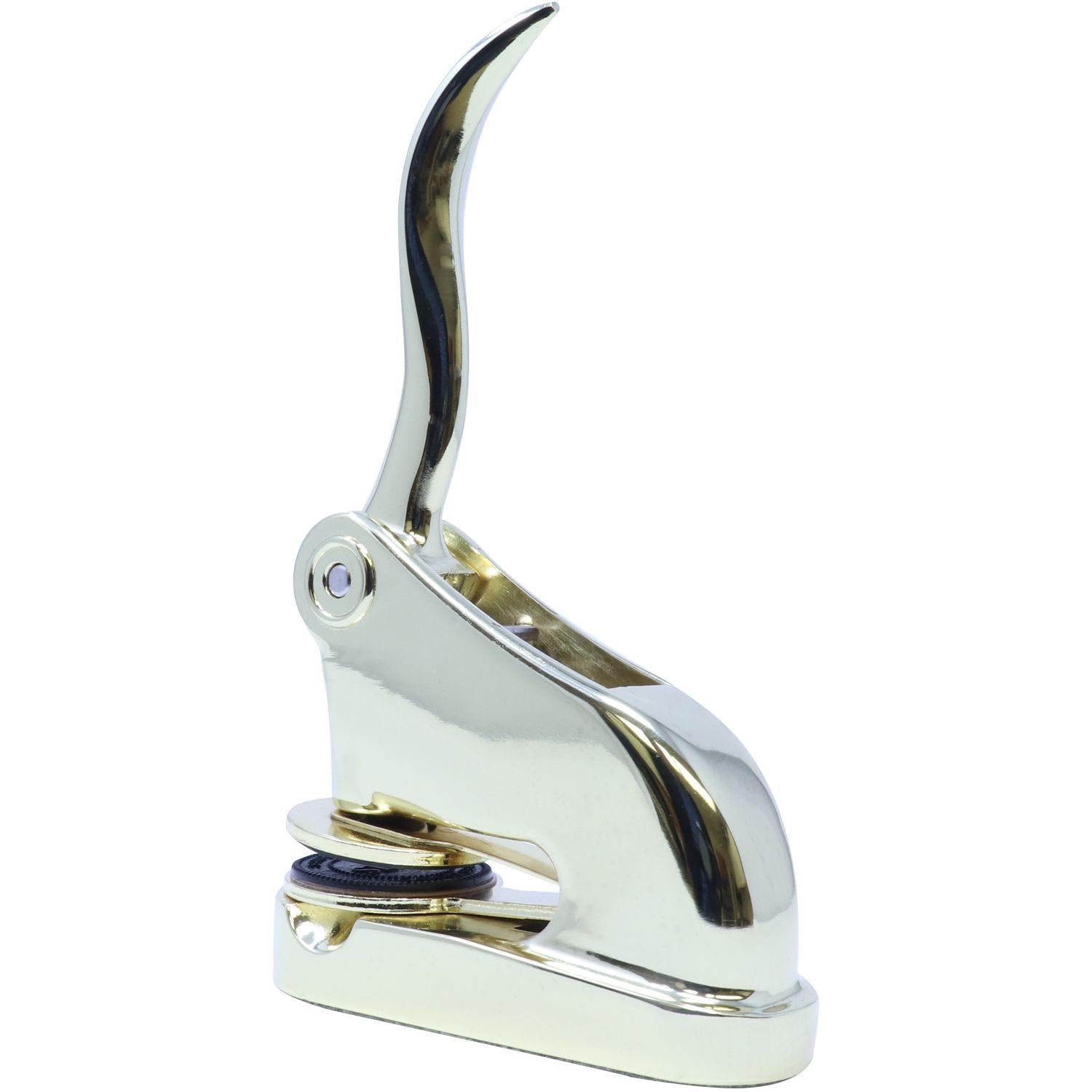 Land Surveyor Gold Gift Seal Embosser with a sleek, shiny finish and ergonomic handle, designed for professional use.