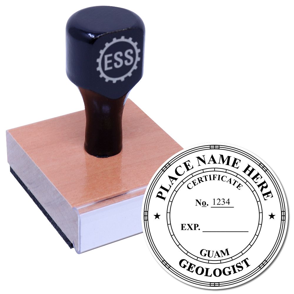 The main image for the Guam Professional Geologist Seal Stamp depicting a sample of the imprint and imprint sample