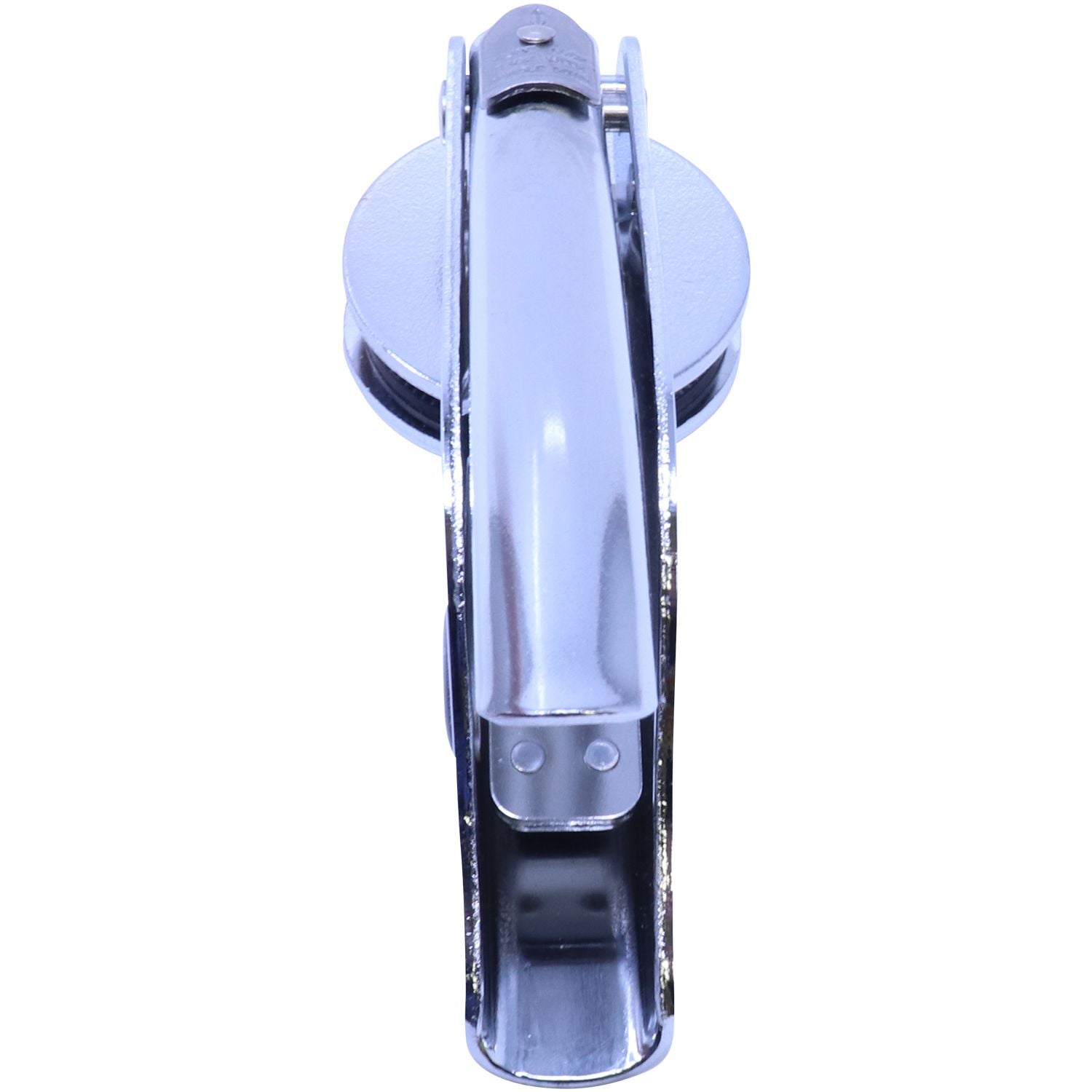 Professional Engineer Handheld Seal Embosser in chrome finish, shown from an angled back view, featuring a sleek and sturdy design for creating precise imprints.