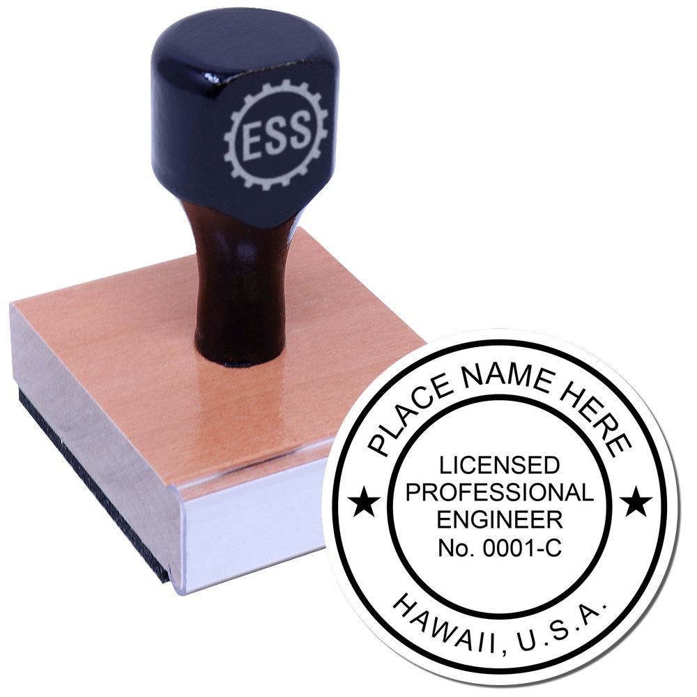 The main image for the Hawaii Professional Engineer Seal Stamp depicting a sample of the imprint and electronic files