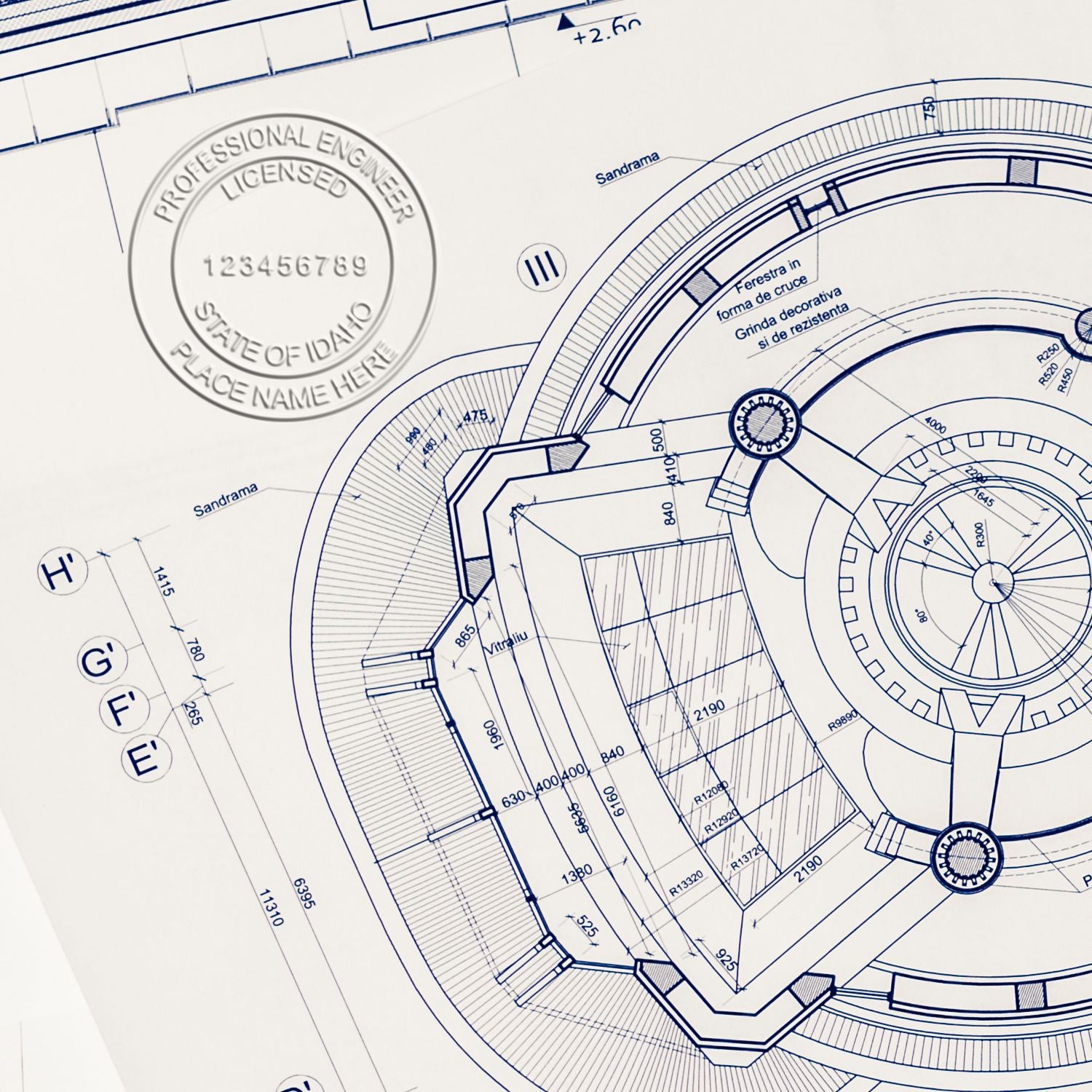 Another Example of a stamped impression of the Hybrid Idaho Engineer Seal on a office form