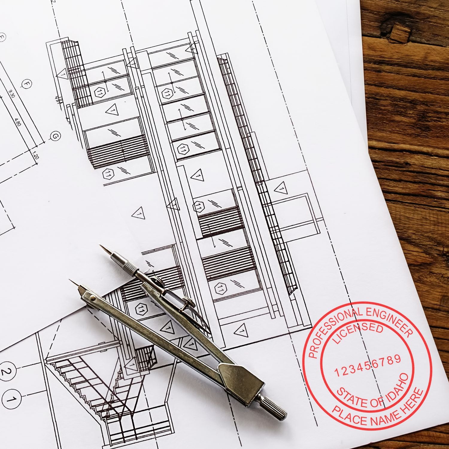 This paper is stamped with a sample imprint of the Digital Idaho PE Stamp and Electronic Seal for Idaho Engineer, signifying its quality and reliability.