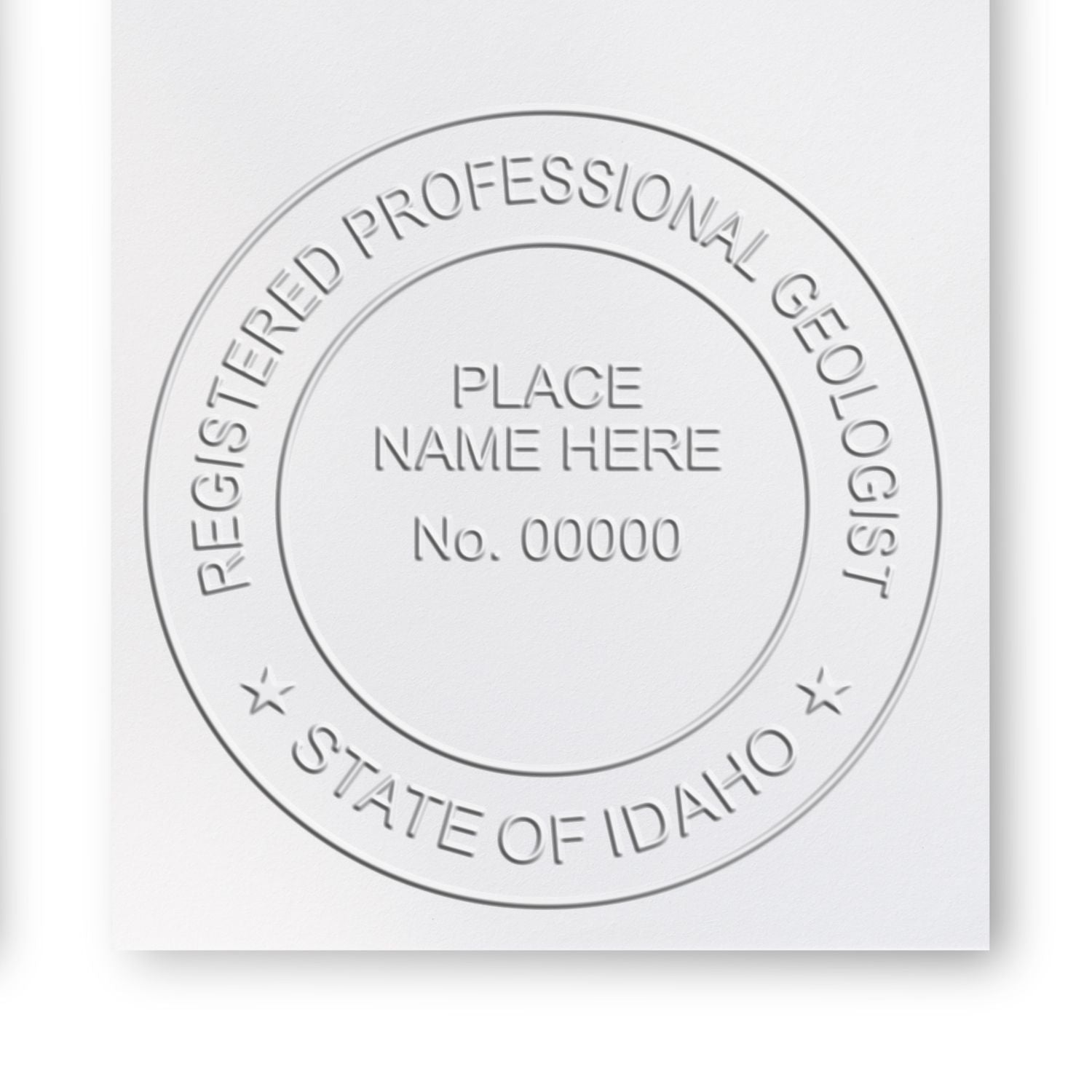 A stamped imprint of the State of Idaho Extended Long Reach Geologist Seal in this stylish lifestyle photo, setting the tone for a unique and personalized product.