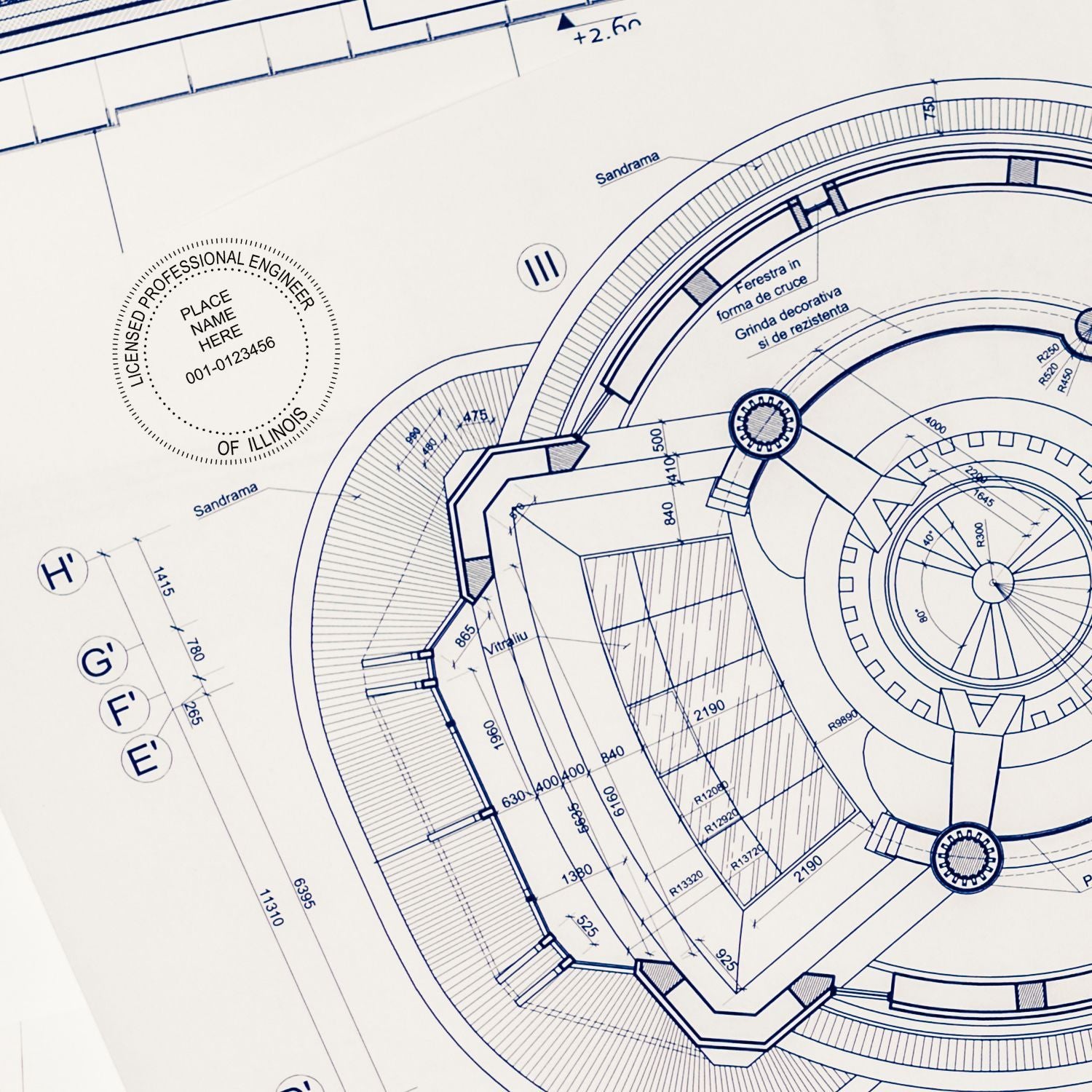 The Premium MaxLight Pre-Inked Illinois Engineering Stamp stamp impression comes to life with a crisp, detailed photo on paper - showcasing true professional quality.