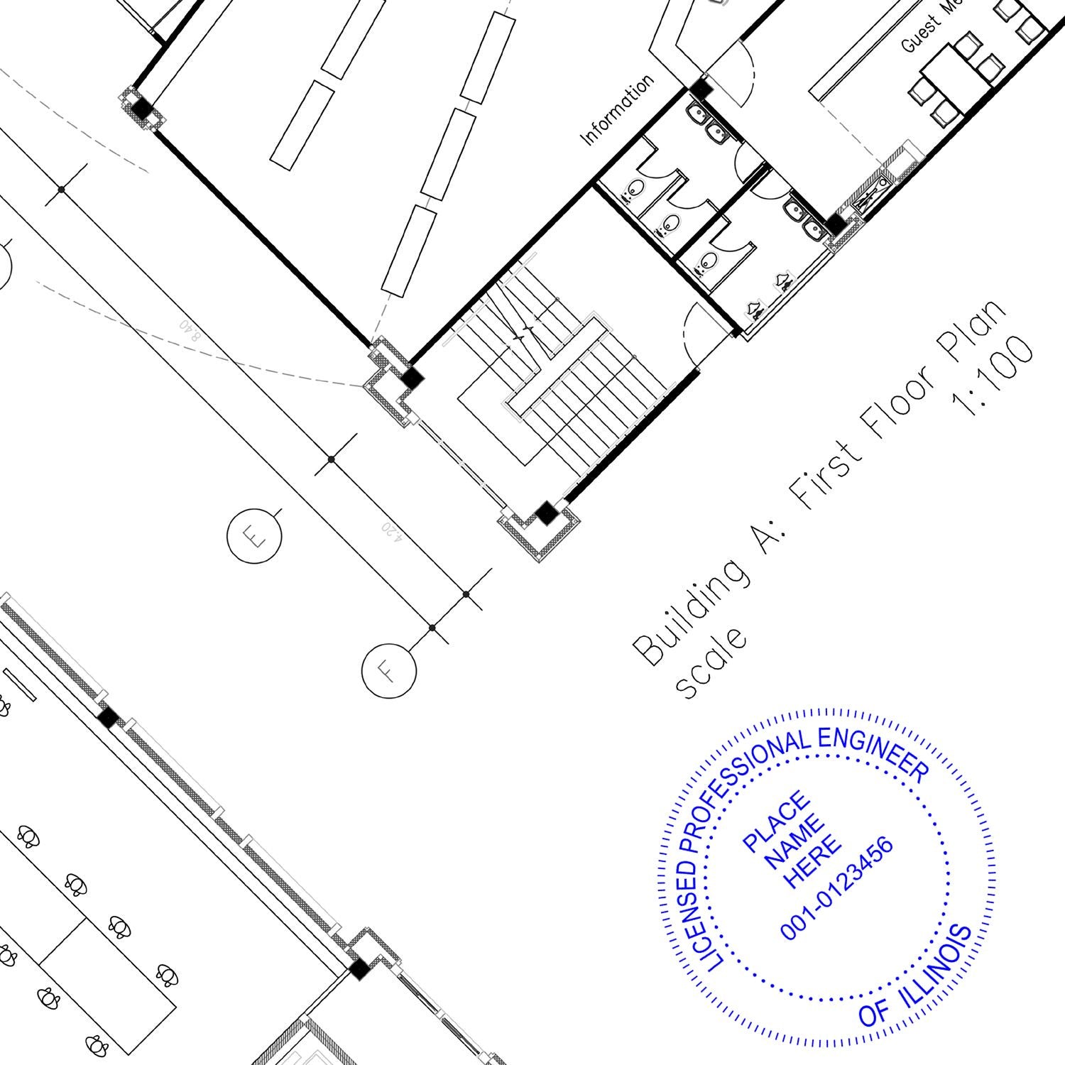 A stamped impression of the Self-Inking Illinois PE Stamp in this stylish lifestyle photo, setting the tone for a unique and personalized product.