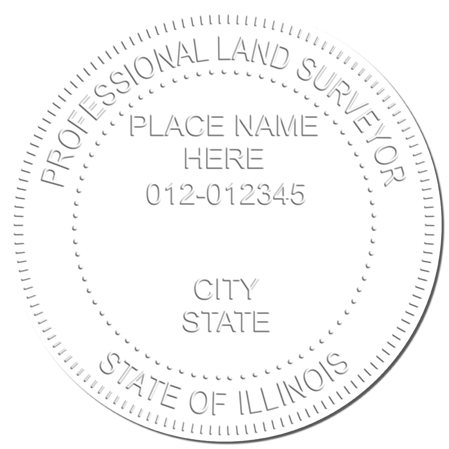 This paper is stamped with a sample imprint of the Long Reach Illinois Land Surveyor Seal, signifying its quality and reliability.