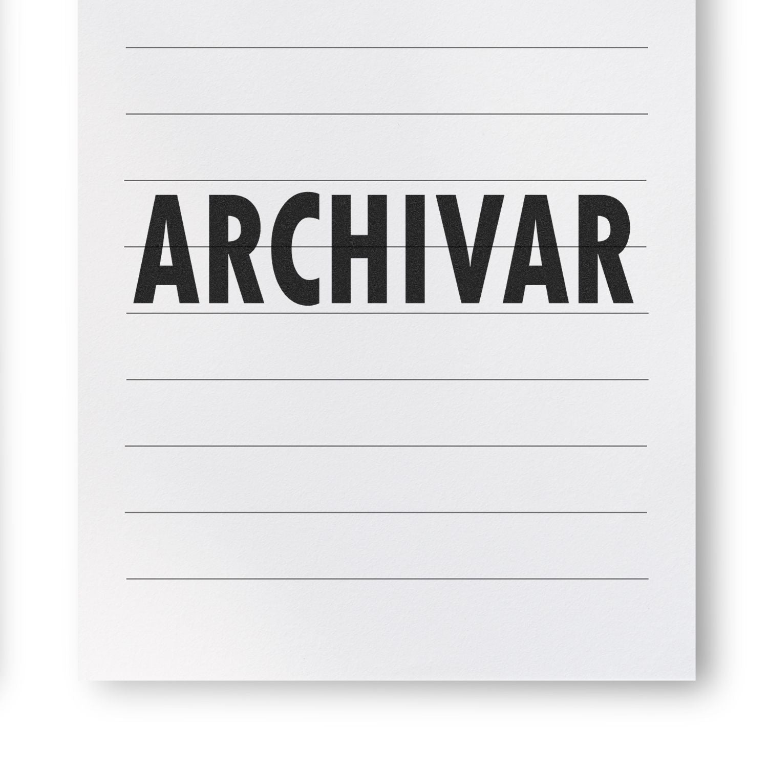 Large Archivar Rubber Stamp imprint on lined paper, showing the word "ARCHIVAR" in bold black letters.