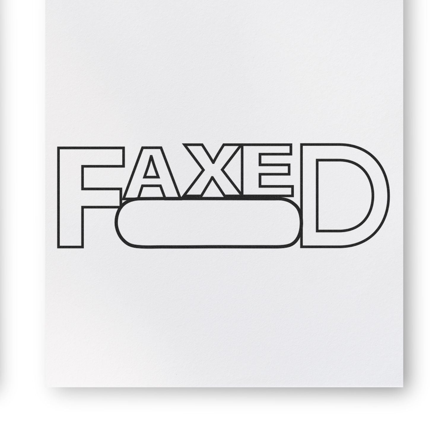 Large Self Inking Faxed with Round Date Box Stamp imprint on white paper, showing the word 'FAXED' with a blank round date box.