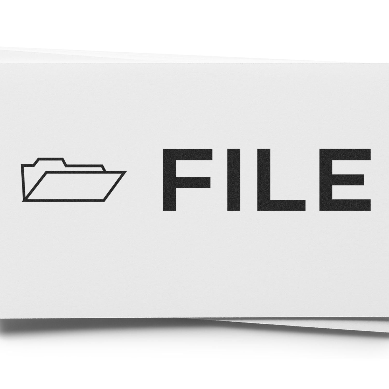 Large Self Inking File with Envelope Stamp in use, showing a clear FILE label with an envelope icon on a white background.