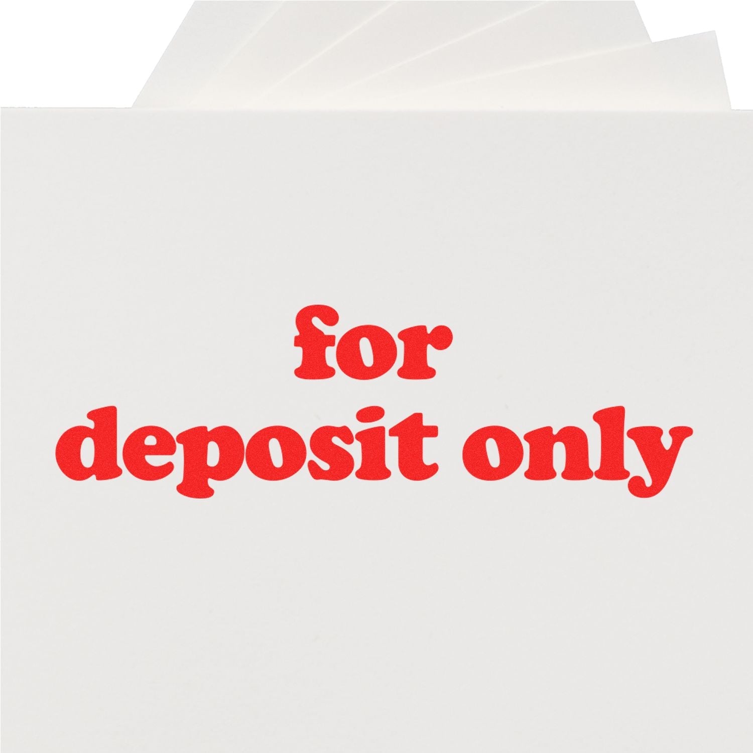 Self Inking Lowercase For Deposit Only Stamp in use, displaying red text 'for deposit only' on a white background.