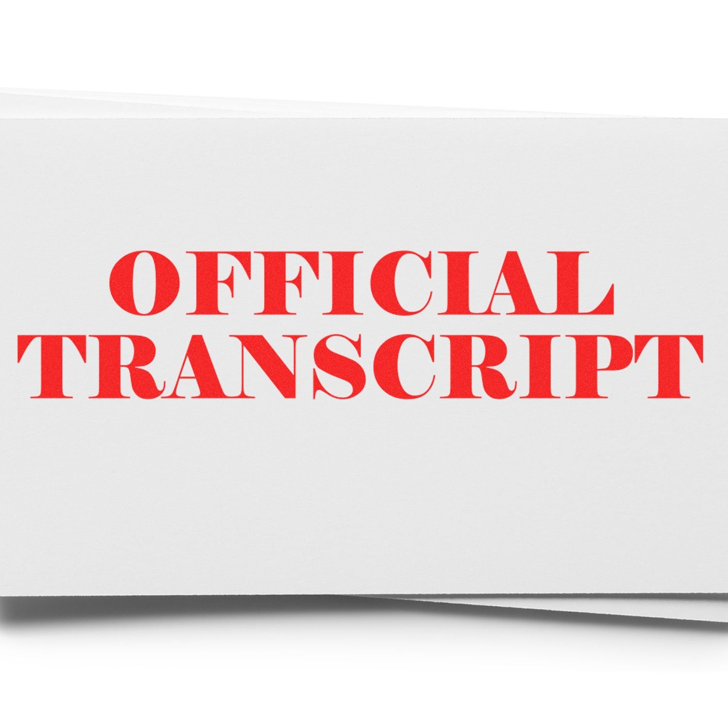 Large Self Inking Official Transcript Stamp in red ink on white paper, showing clear and bold text.