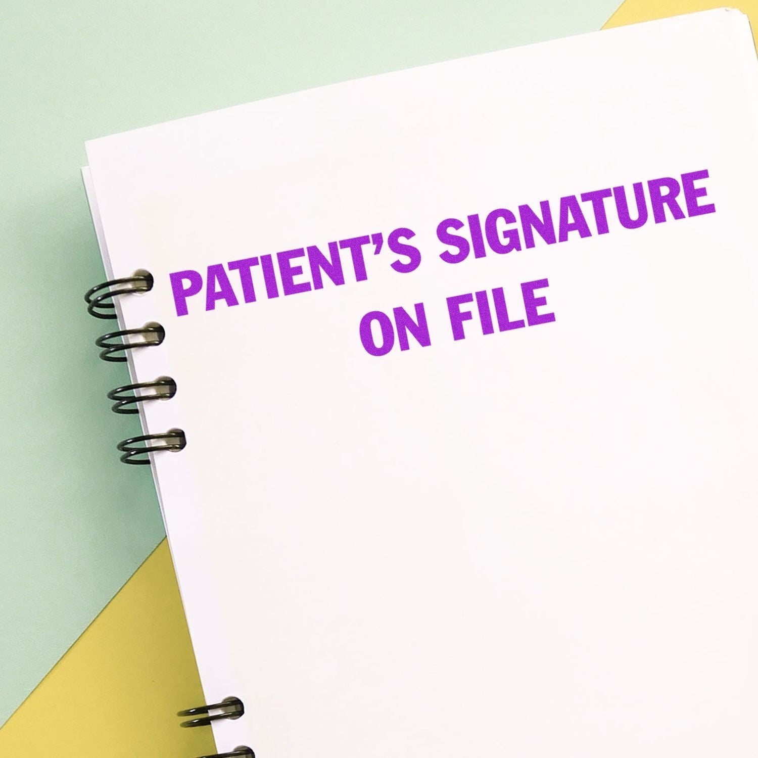 Self-Inking Patient's Signature on File Stamp In Use