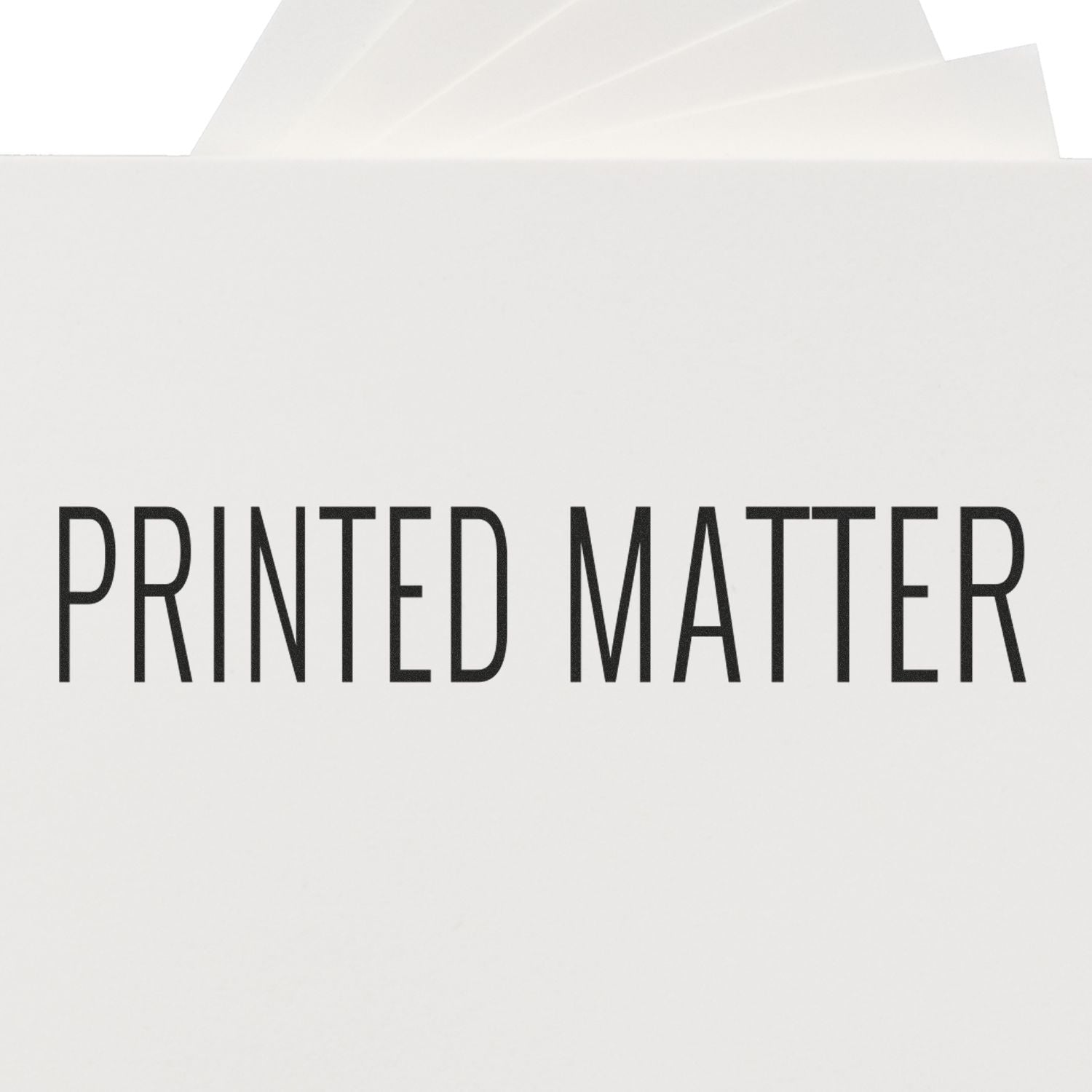 Large Printed Matter Rubber Stamp used on white paper, displaying the text "PRINTED MATTER" in bold black letters.