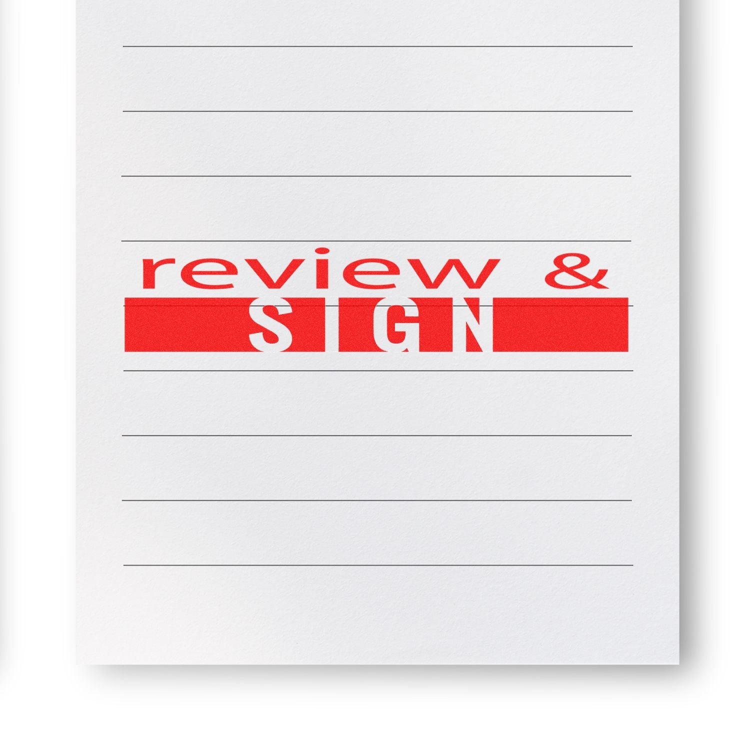 Self-Inking Review and Sign Stamp In Use Photo