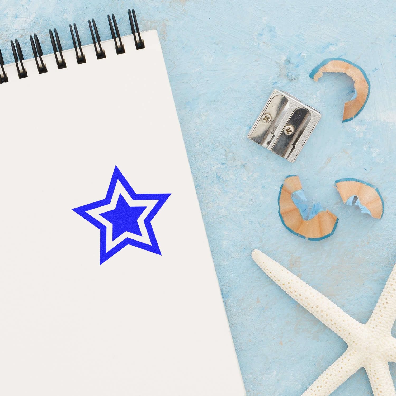 Round Double Star Rubber Stamp In Use Photo