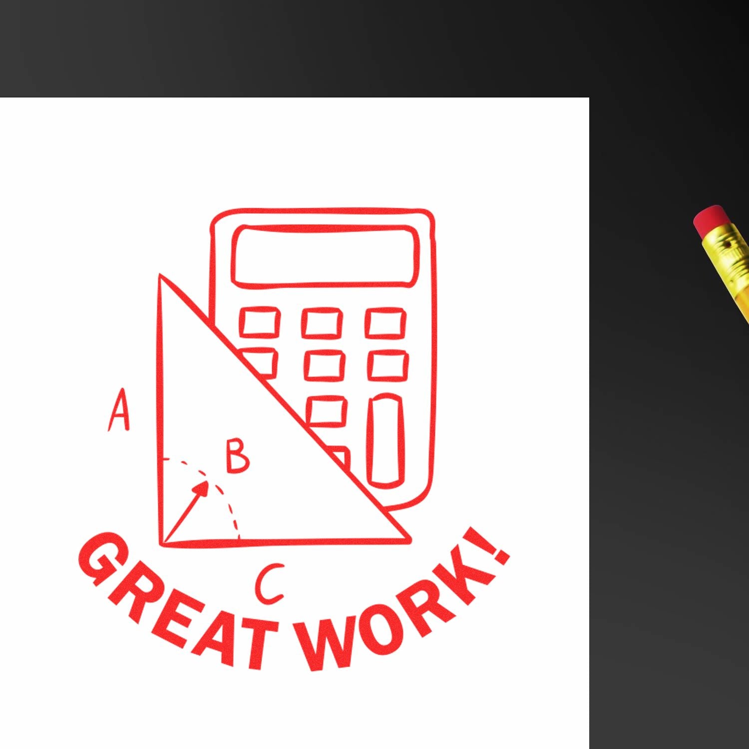 Self-Inking Round Great Work with Calculator Stamp In Use Photo