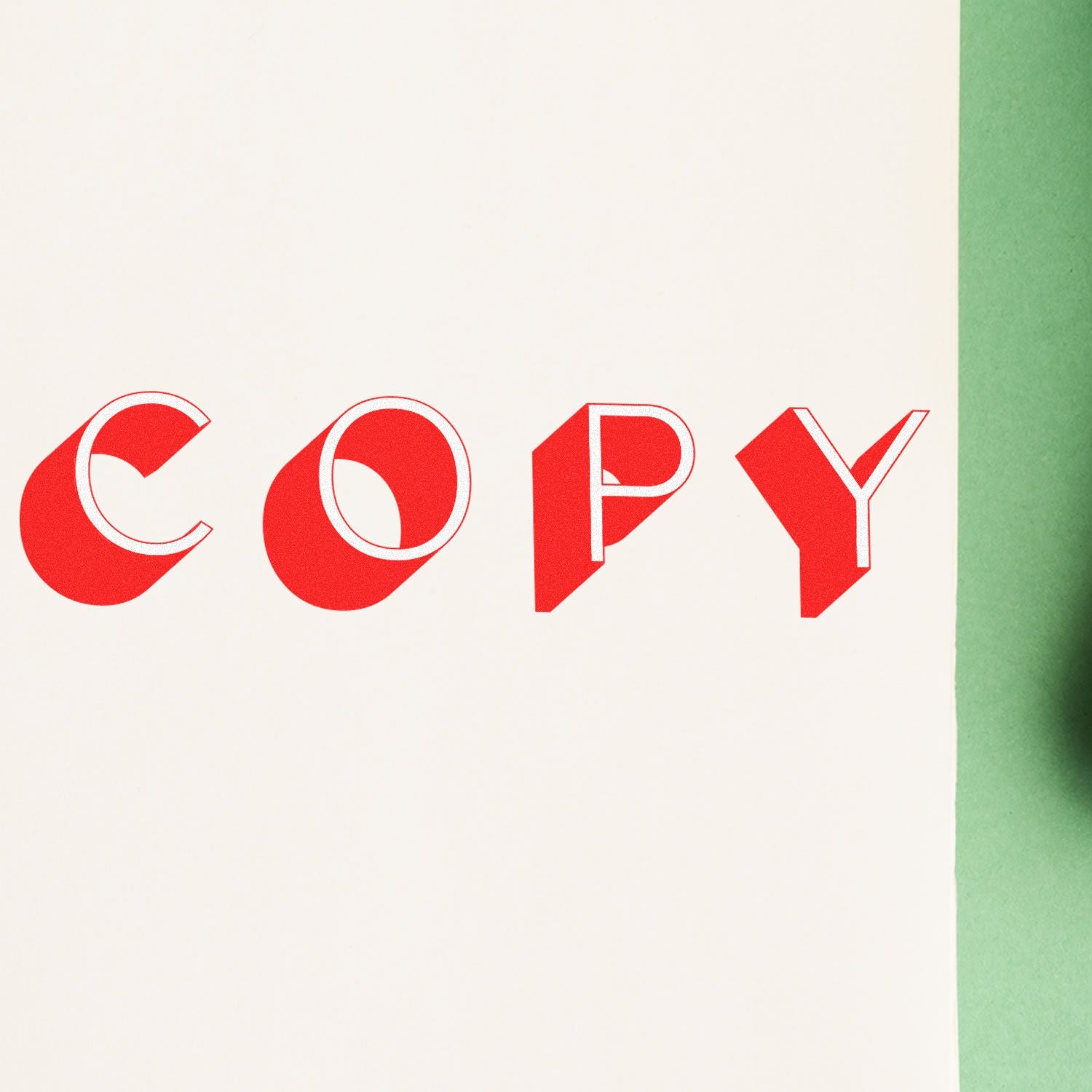 Shadow Copy Rubber Stamp imprint showing the word 'COPY' in red with a shadow effect on a white and green background.