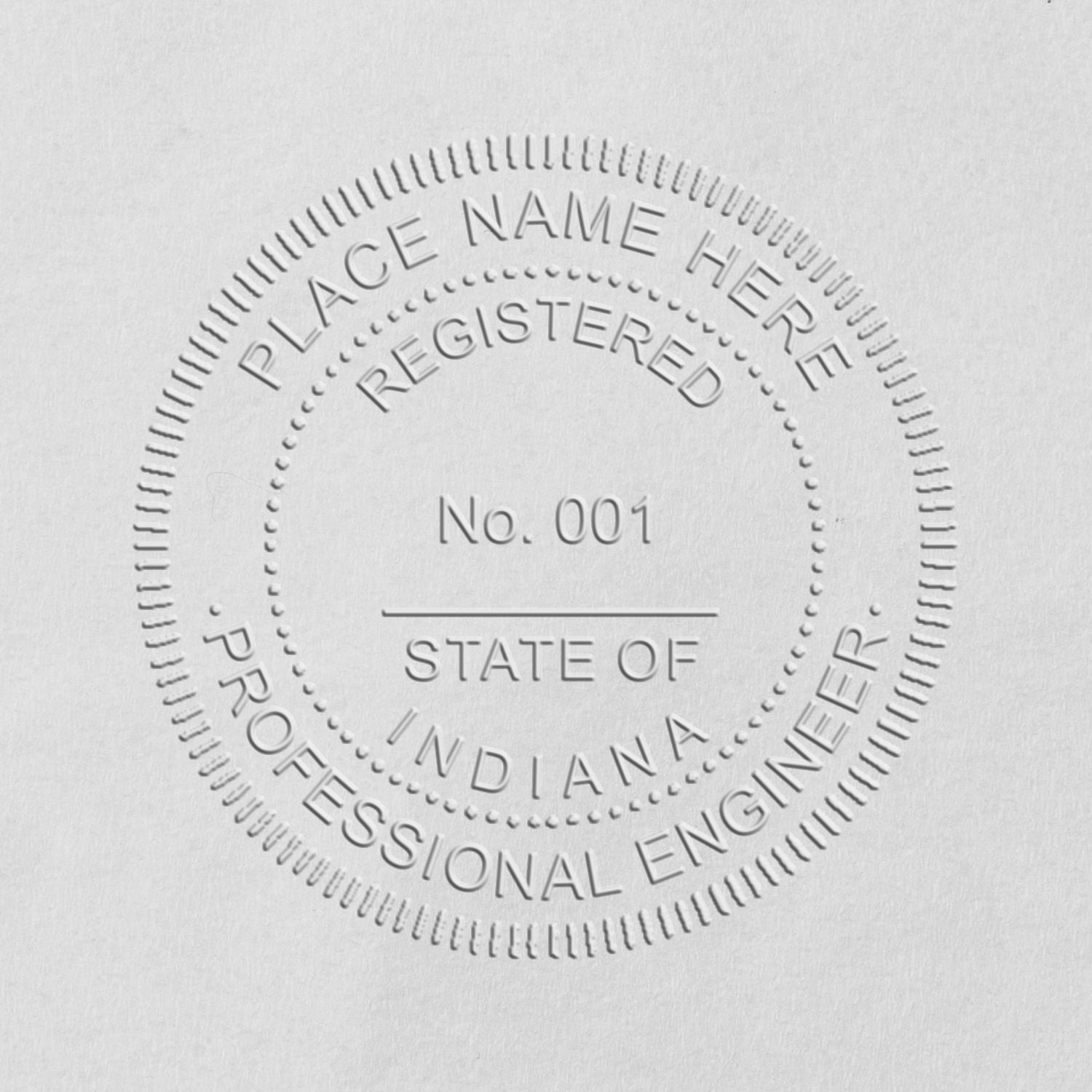 A photograph of the Long Reach Indiana PE Seal stamp impression reveals a vivid, professional image of the on paper.