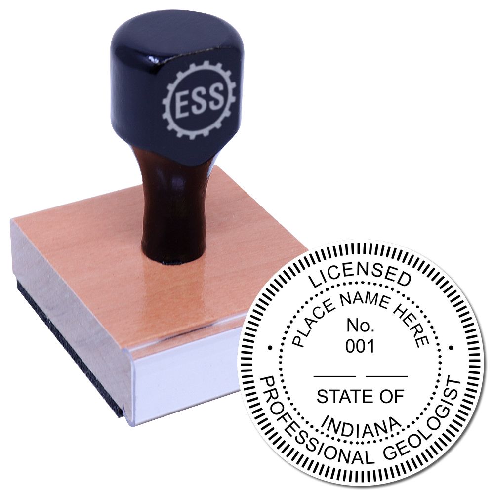 The main image for the Indiana Professional Geologist Seal Stamp depicting a sample of the imprint and imprint sample