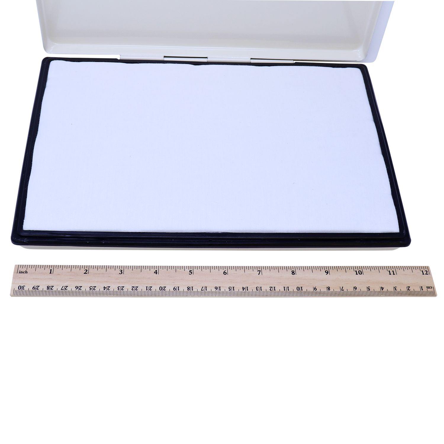 Industrial Rubber Stamp Pad-12 (Size: 6 x 12) shown with a ruler for scale, highlighting its large surface area and sturdy design.