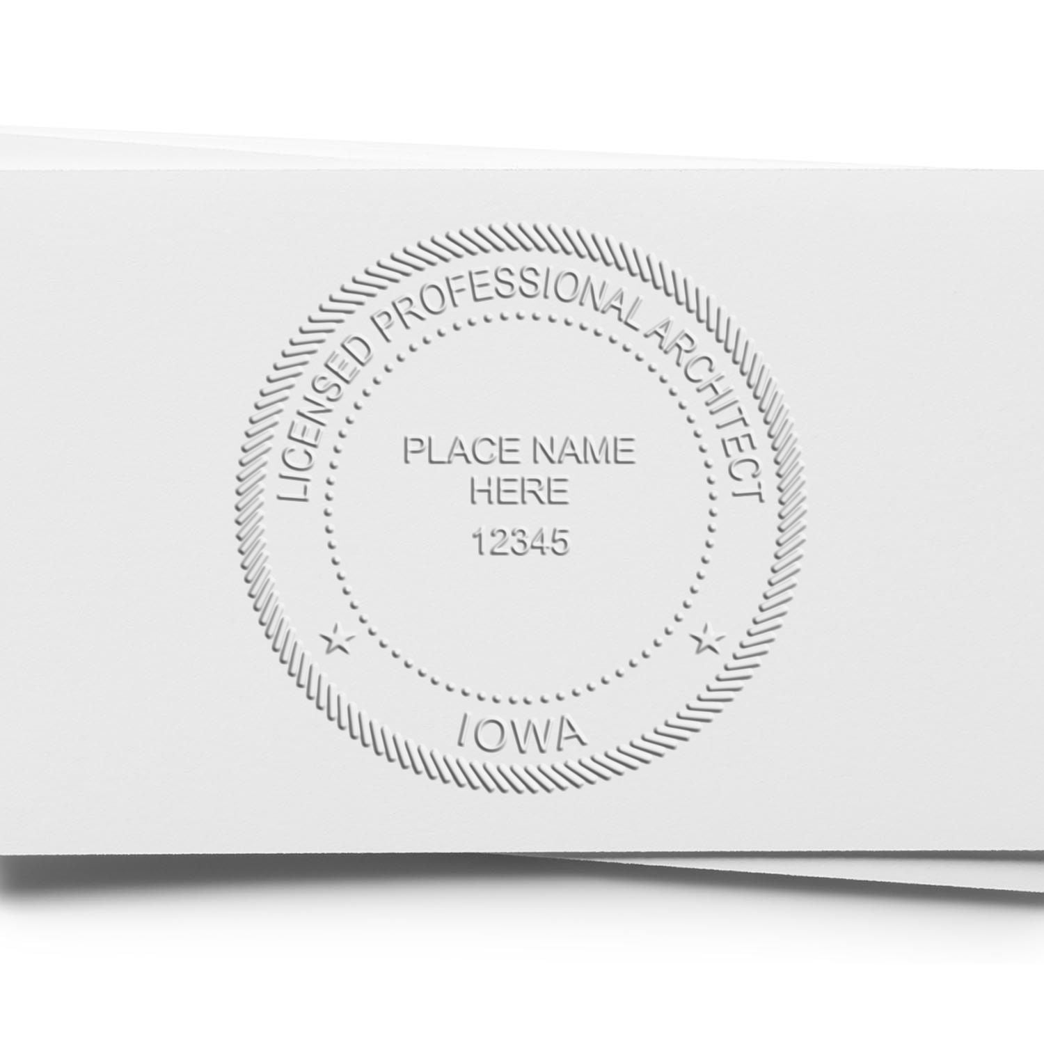 A stamped imprint of the Gift Iowa Architect Seal in this stylish lifestyle photo, setting the tone for a unique and personalized product.