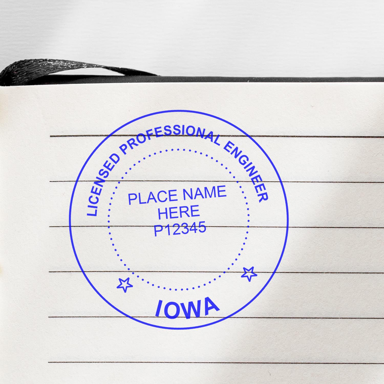 The Digital Iowa PE Stamp and Electronic Seal for Iowa Engineer stamp impression comes to life with a crisp, detailed photo on paper - showcasing true professional quality.