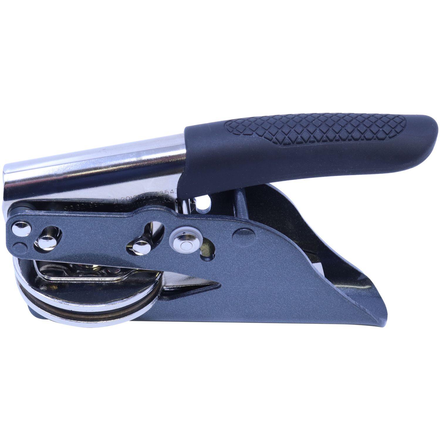 Real Estate Appraiser Soft Seal Embosser with a black handle and metal body, designed for creating embossed imprints on documents.