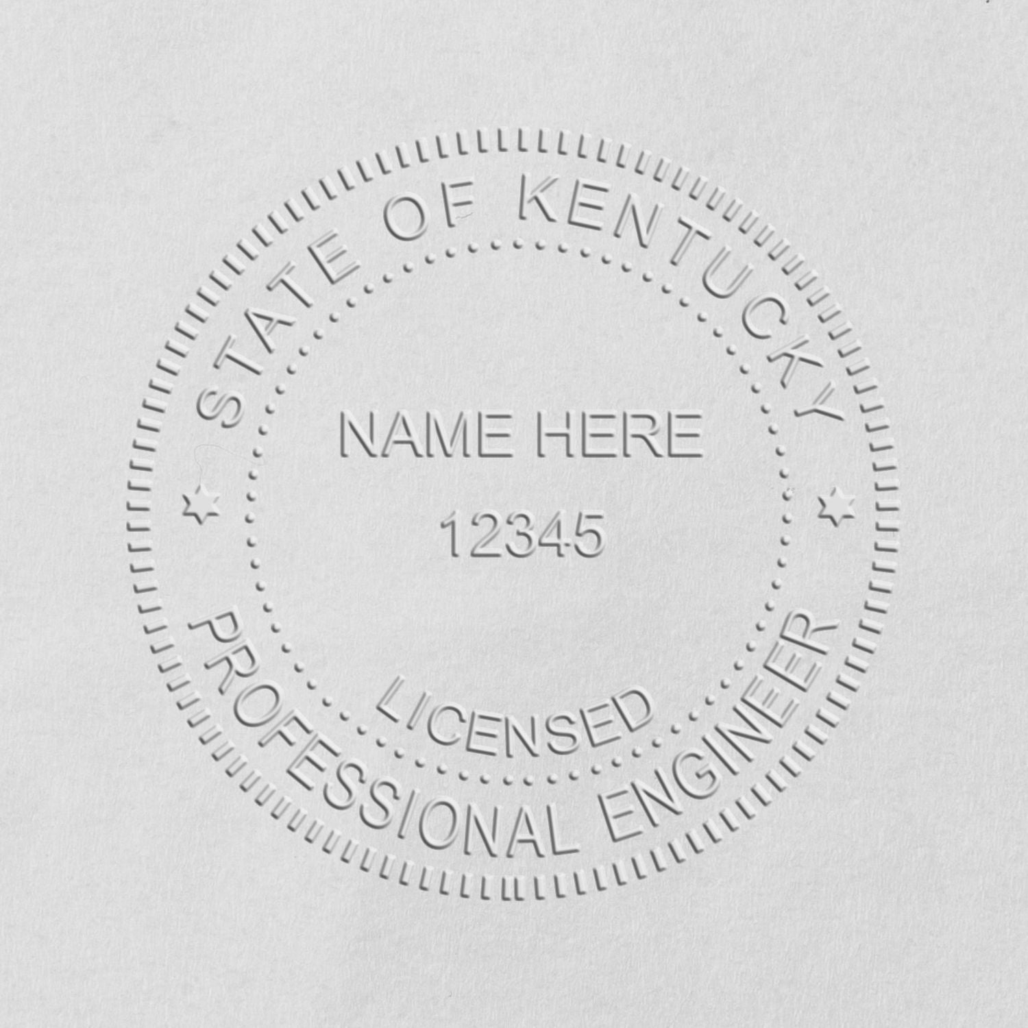 A stamped impression of the Handheld Kentucky Professional Engineer Embosser in this stylish lifestyle photo, setting the tone for a unique and personalized product.