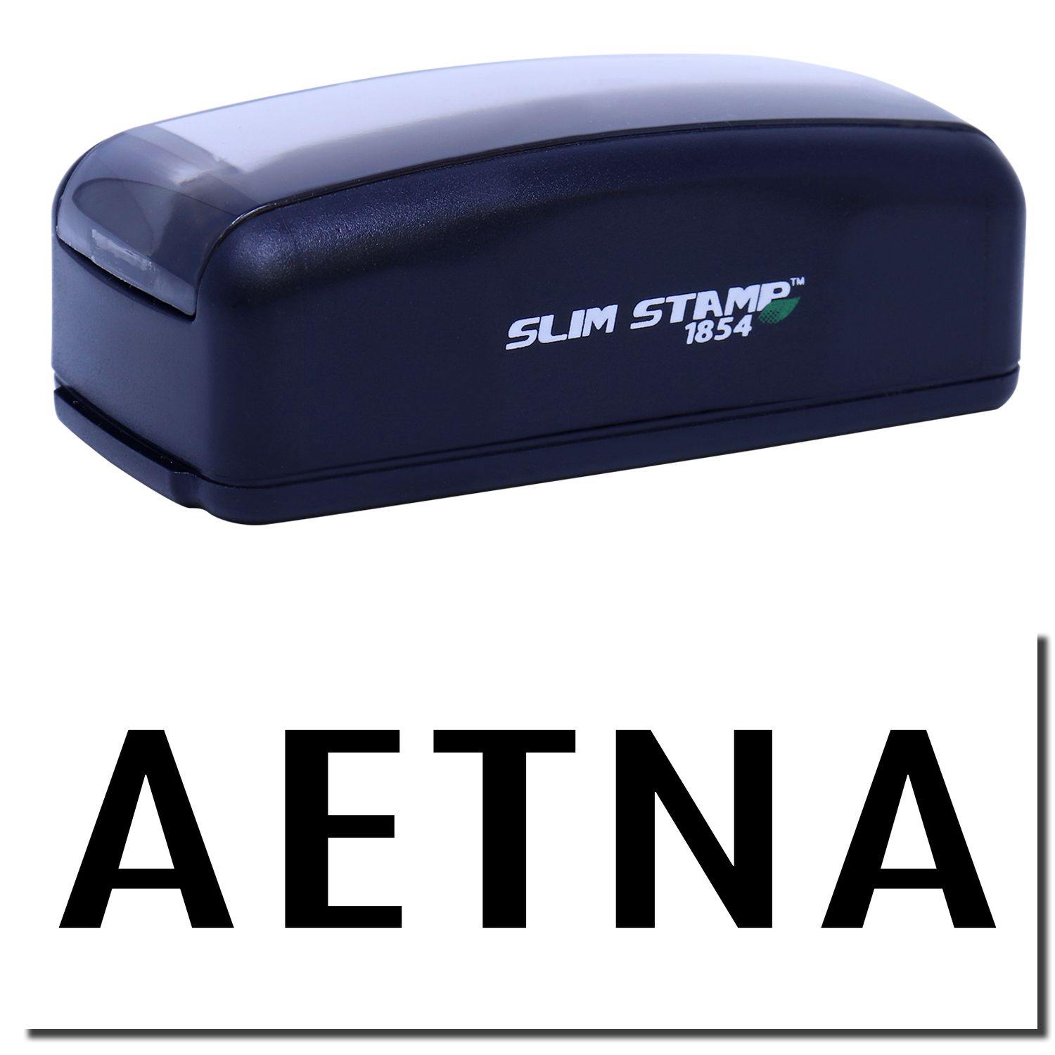 Large Pre-Inked Aetna Stamp in black with SLIM STAMP 1854 text on the side, shown above the word AETNA in bold black letters.