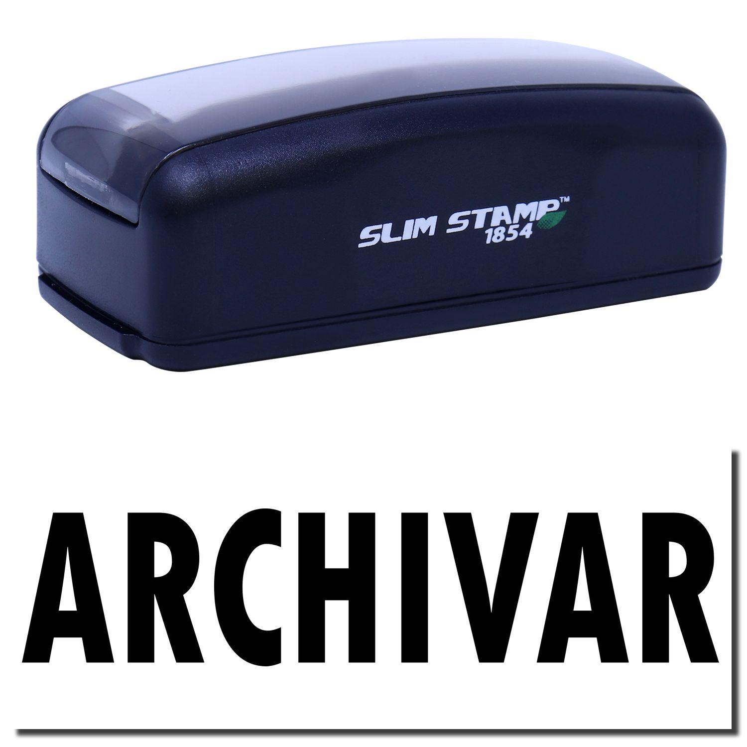 Large Pre-Inked Archivar Stamp in black with SLIM STAMP 1854 branding, shown above bold ARCHIVAR text.