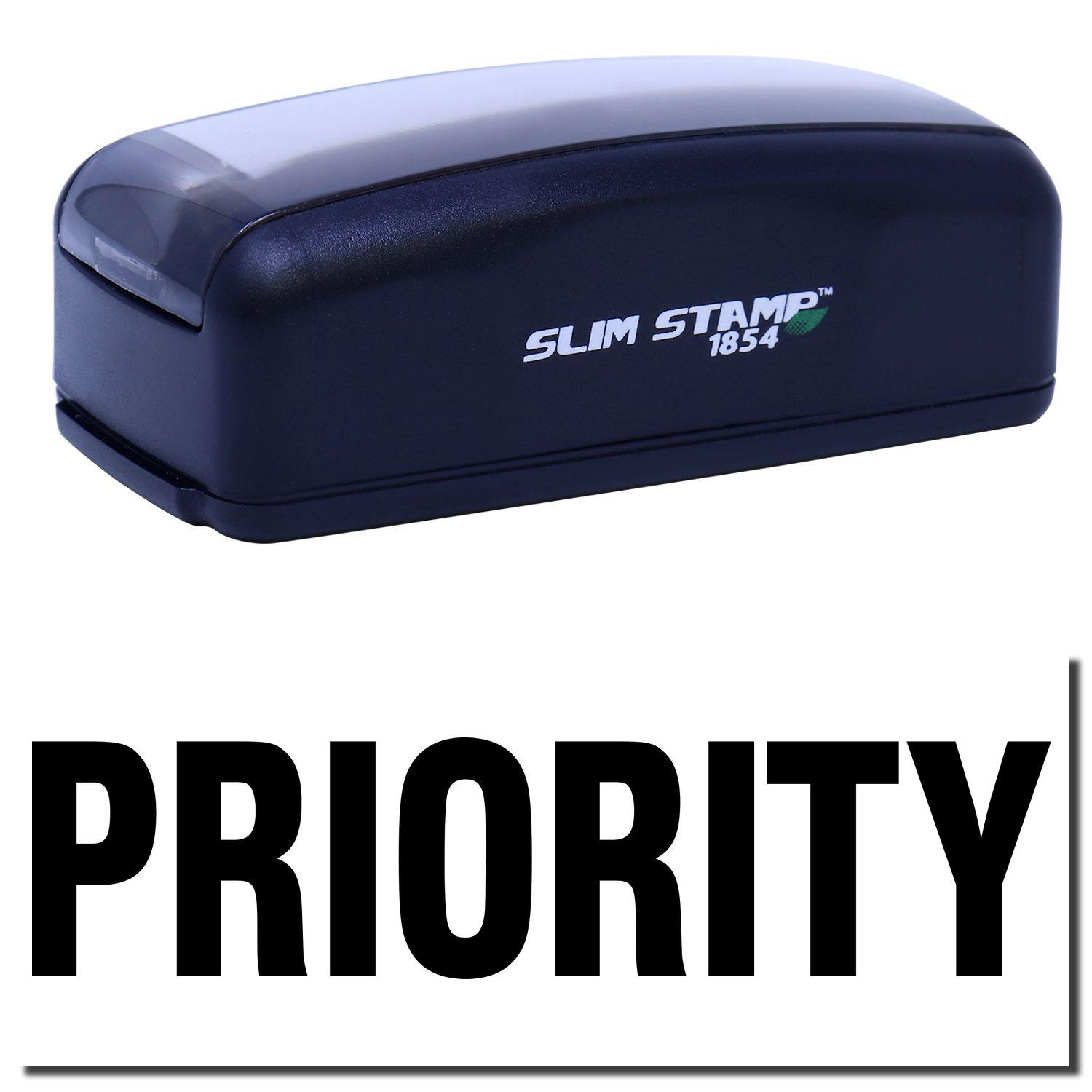 Large Pre-Inked Bold Priority Stamp with black casing and PRIORITY text in bold black letters below the stamp.