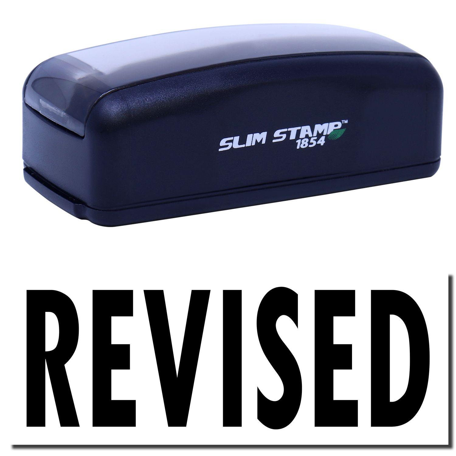 Large Pre-Inked Bold Revised Stamp in black with REVISED text in bold letters below.