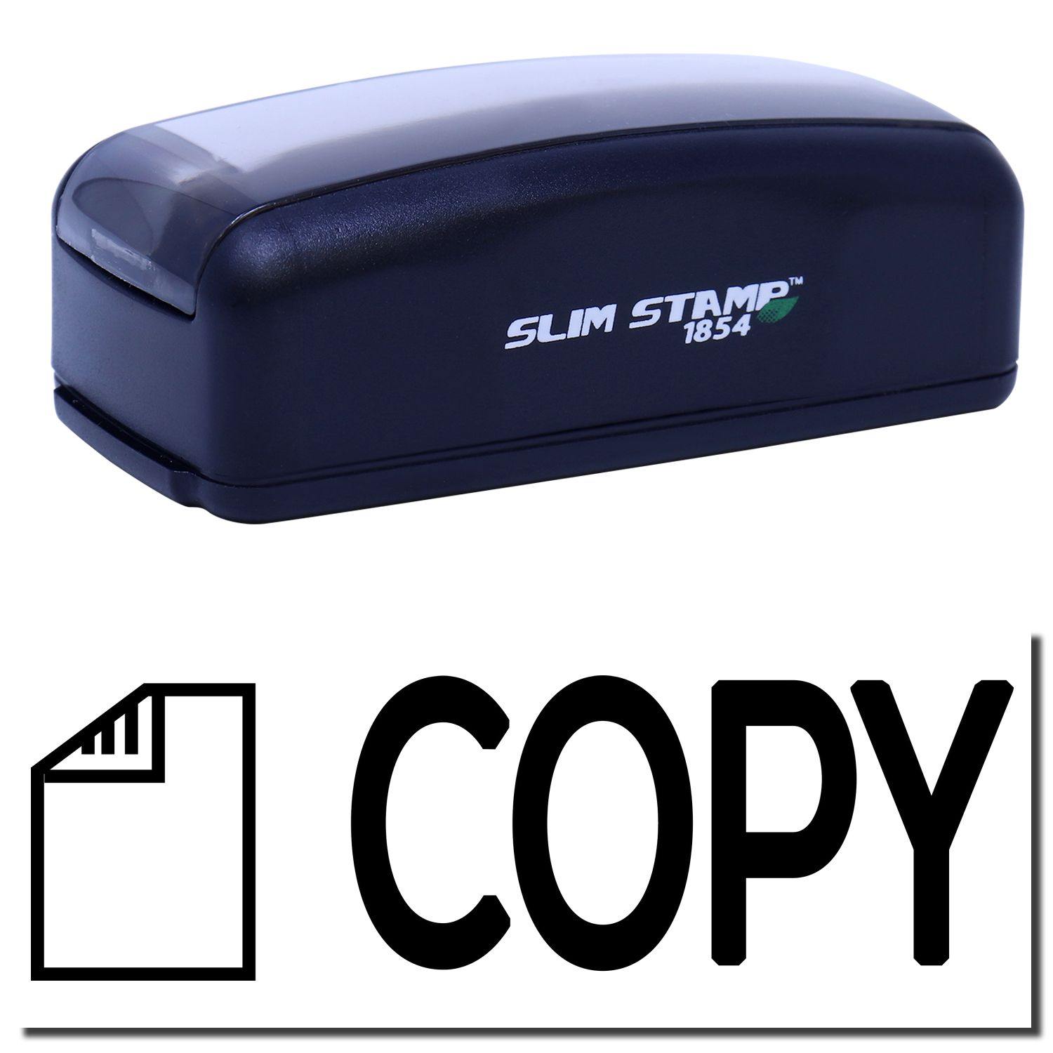 Large Pre-Inked Copy with Letter Stamp in black, featuring a compact design and the word COPY stamped below an icon of a document.