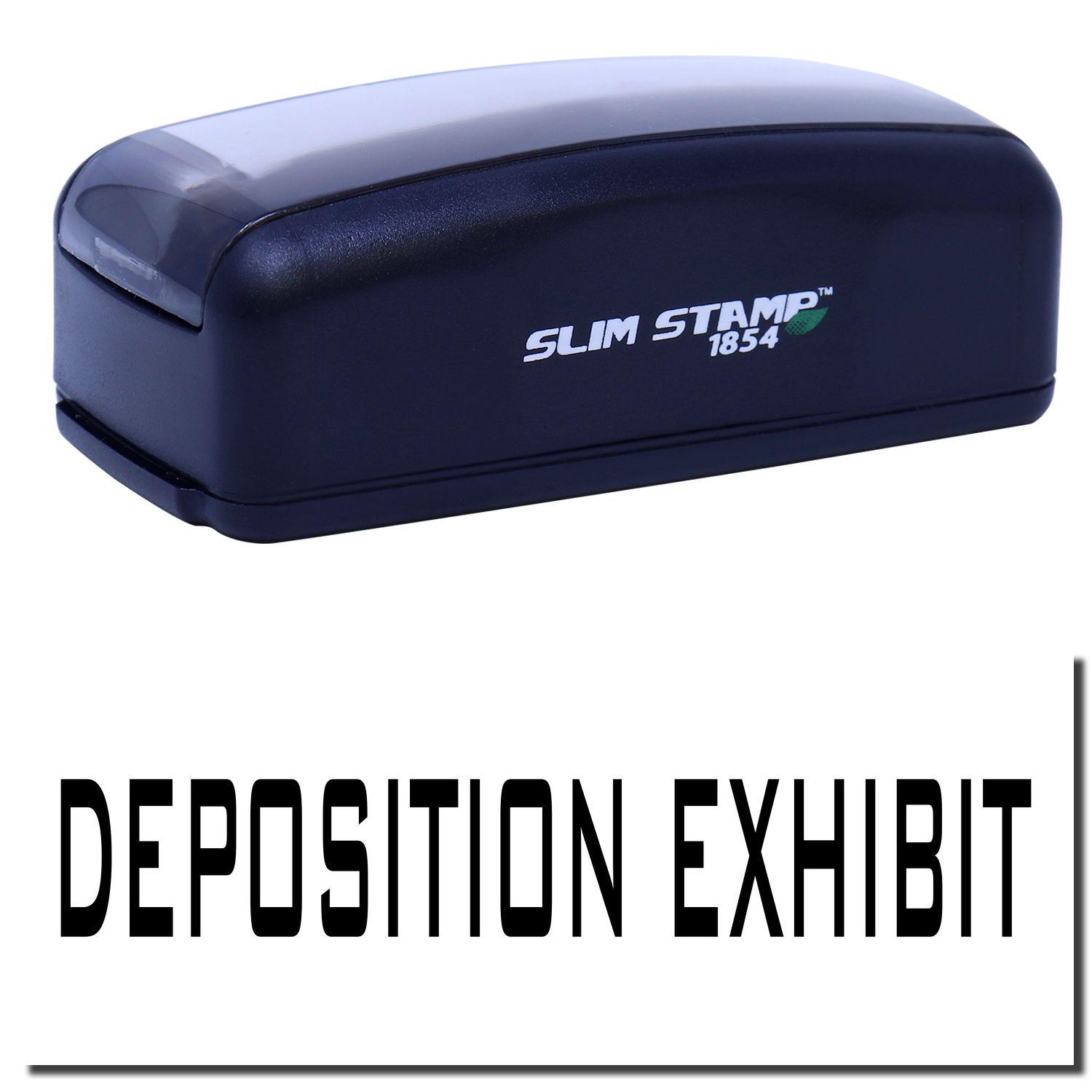 Large Pre-Inked Deposition Exhibit Stamp in black with DEPOSITION EXHIBIT text imprint, shown with a protective cover.