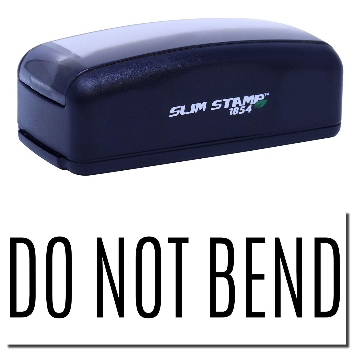 Large Pre-Inked Do Not Bend Stamp in black with DO NOT BEND text below. Compact design, ideal for marking packages.