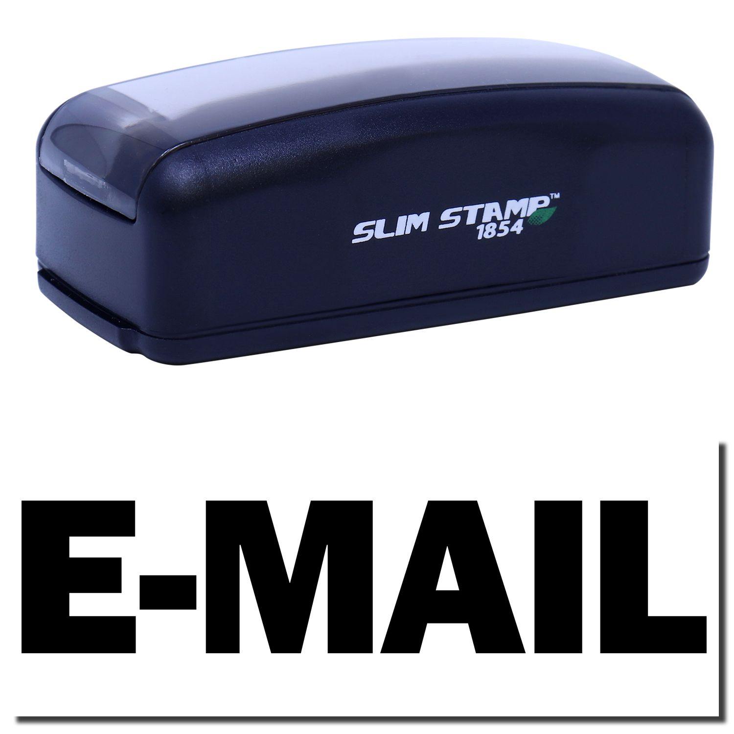 Large Pre-Inked E-Mail Stamp in black with E-MAIL text below. Compact design, labeled SLIM STAMP 1854 on the side.