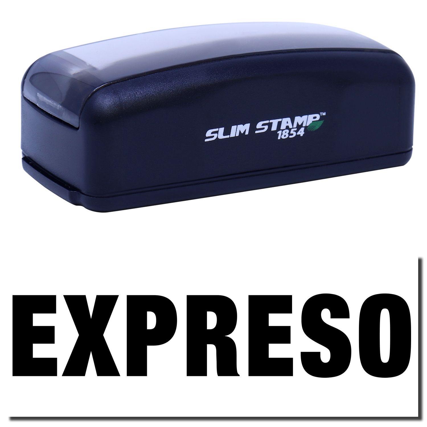 Image of a Large Pre-Inked Expreso Stamp in black with SLIM STAMP 1854 text on the side, placed above bold EXPRESO text.