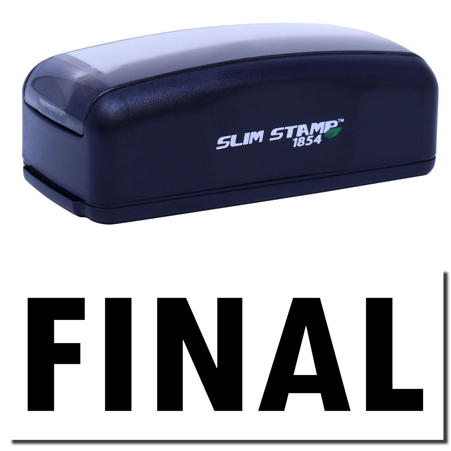 Large Pre-Inked Final Stamp in black with FINAL text stamped below. Compact design, labeled SLIM STAMP 1854 on the side.