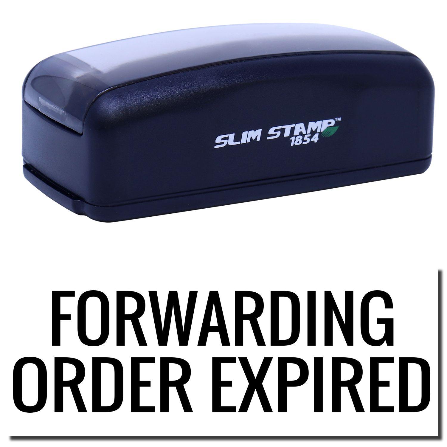 Large Pre-Inked Forwarding Order Expiring Stamp in black with FORWARDING ORDER EXPIRED text below. Compact and efficient design.