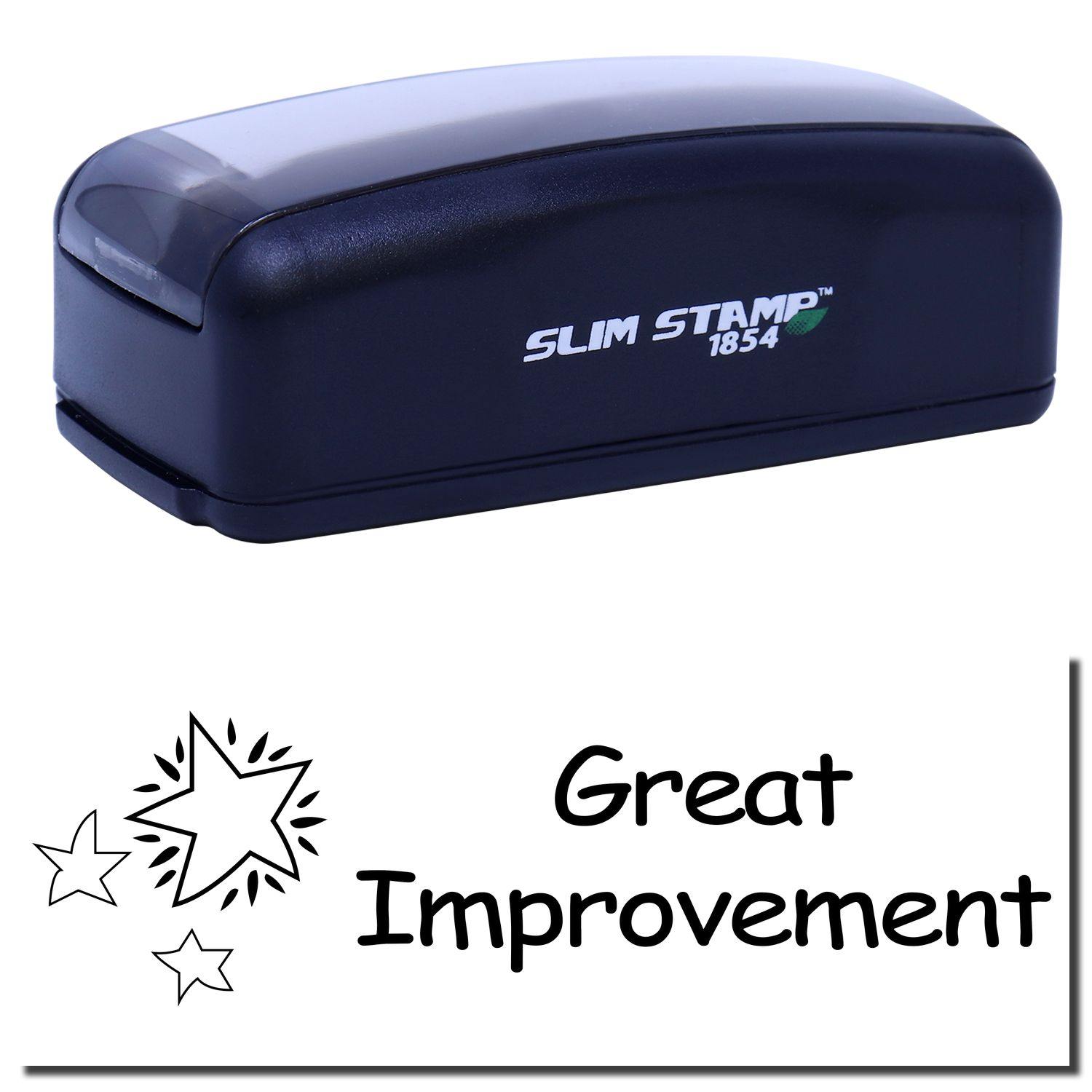 Large Pre-Inked Great Improvement Stamp in black, with Great Improvement text and star graphics stamped below.