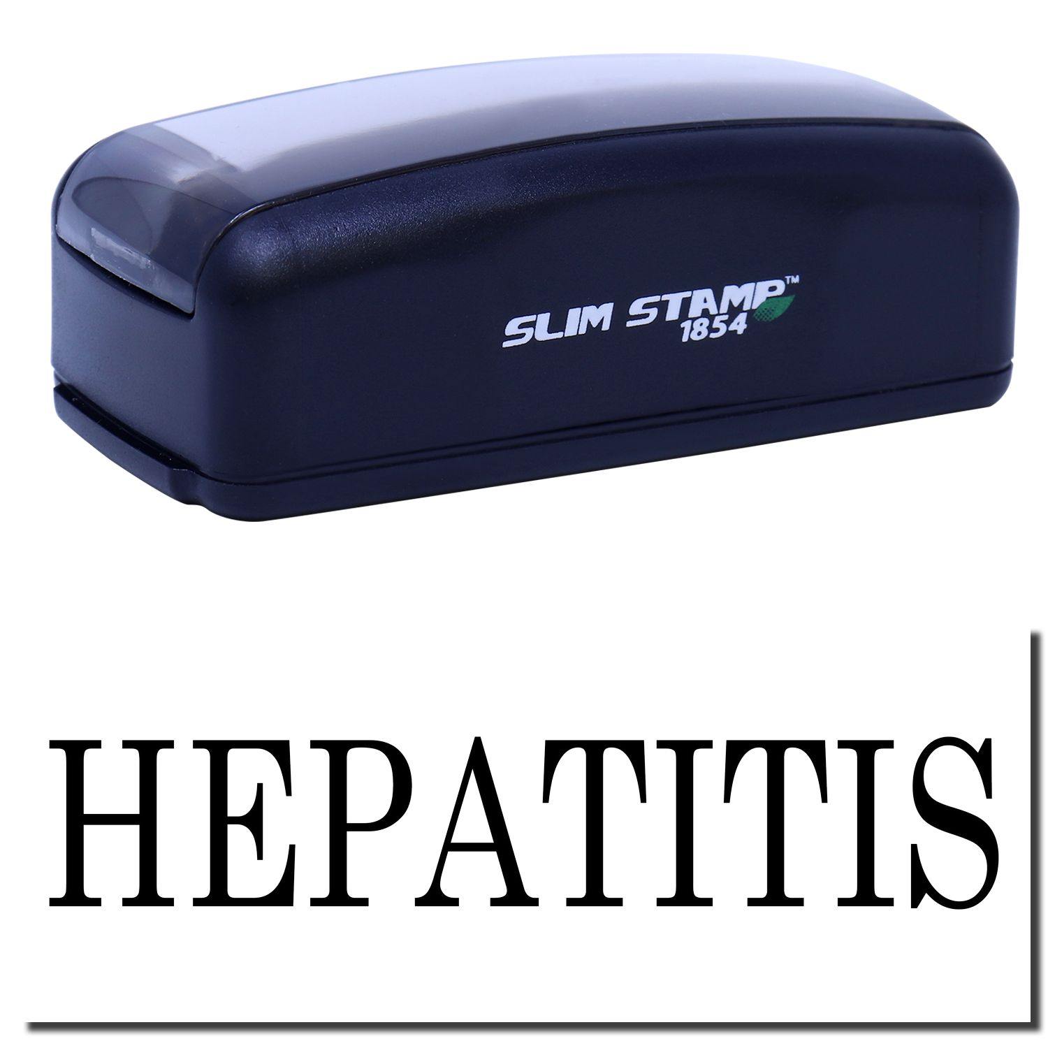 Large Pre-Inked Hepatitis Stamp with black casing and HEPATITIS text imprint, shown on a white background.