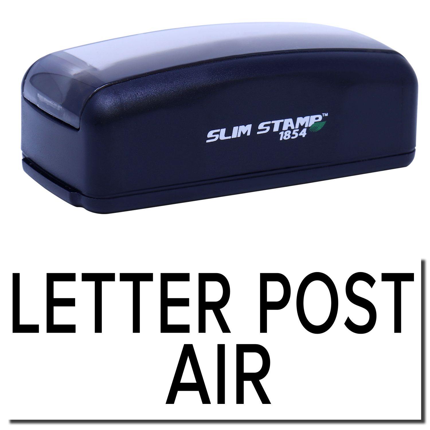 Large Pre-Inked Letter Post Air Stamp in black with SLIM STAMP 1854 branding, shown above a stamped LETTER POST AIR text.